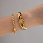 Vintage Seiko Oval Beaded Two Tone Watch