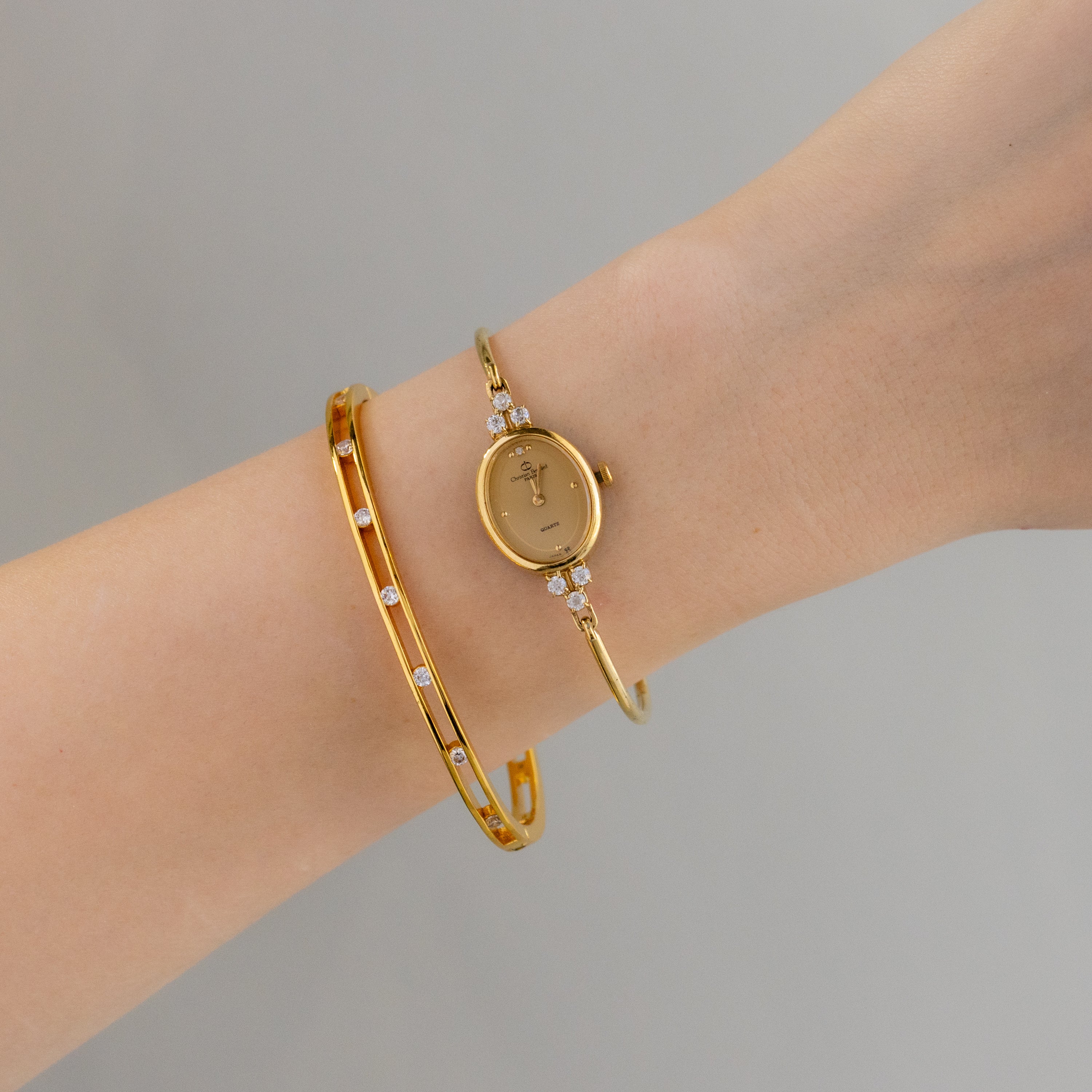 Vintage Christian Bernard Oval Cuff Gold Women's Watch | Caitlyn