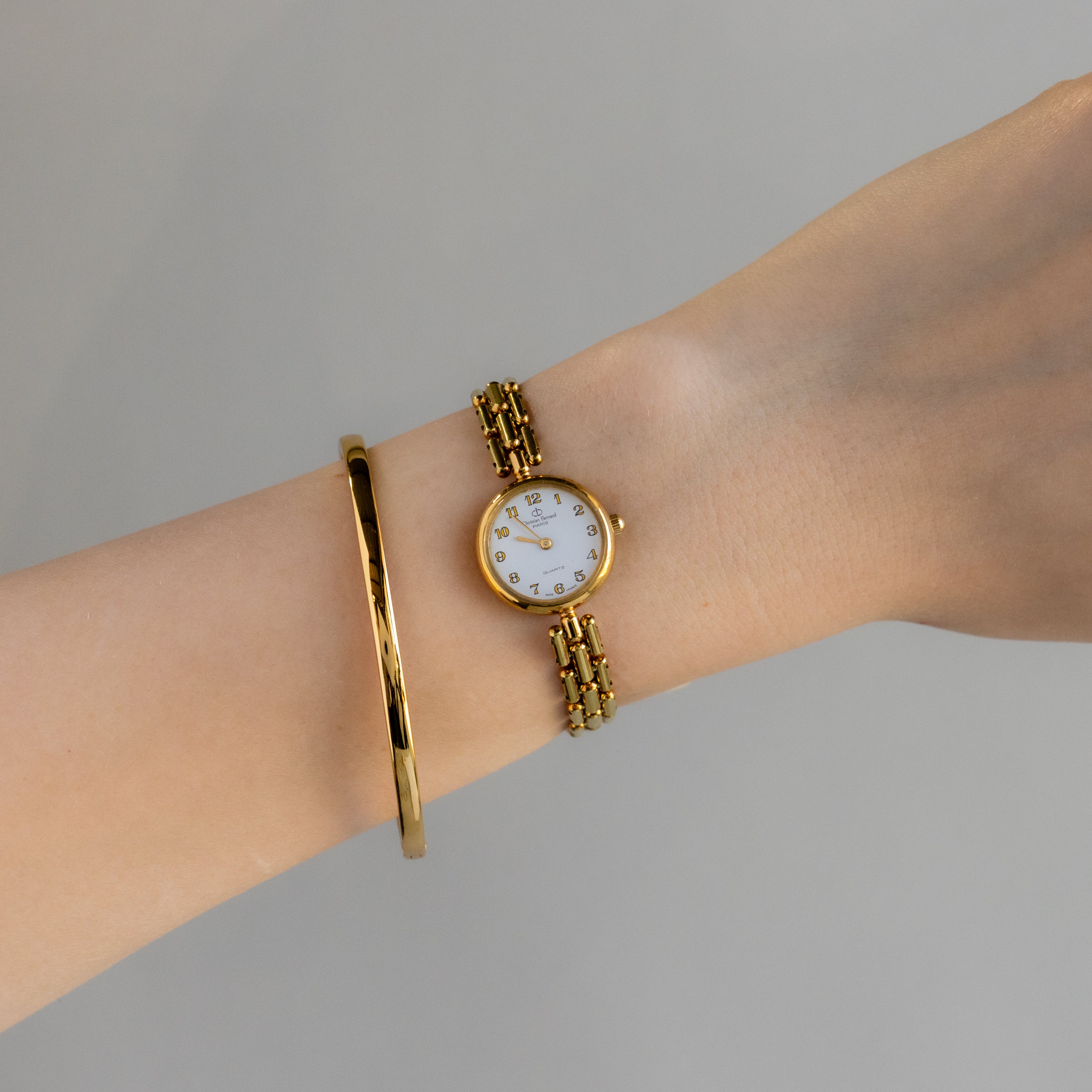 Vintage Christian Bernard Skinny Round Gold Watch