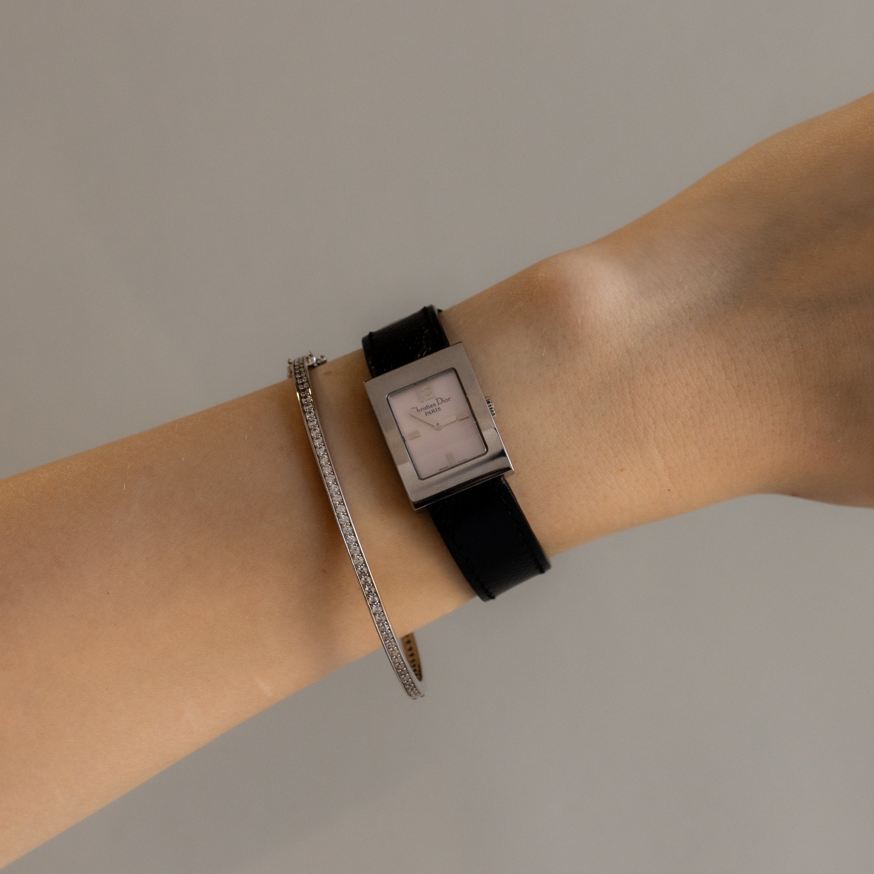 Vintage Christian Dior Swiss Blush Square Silver Watch