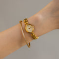 Vintage Elgin Oval Beaded Gold Watch