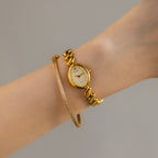Vintage Elgin Oval Beaded Gold Watch