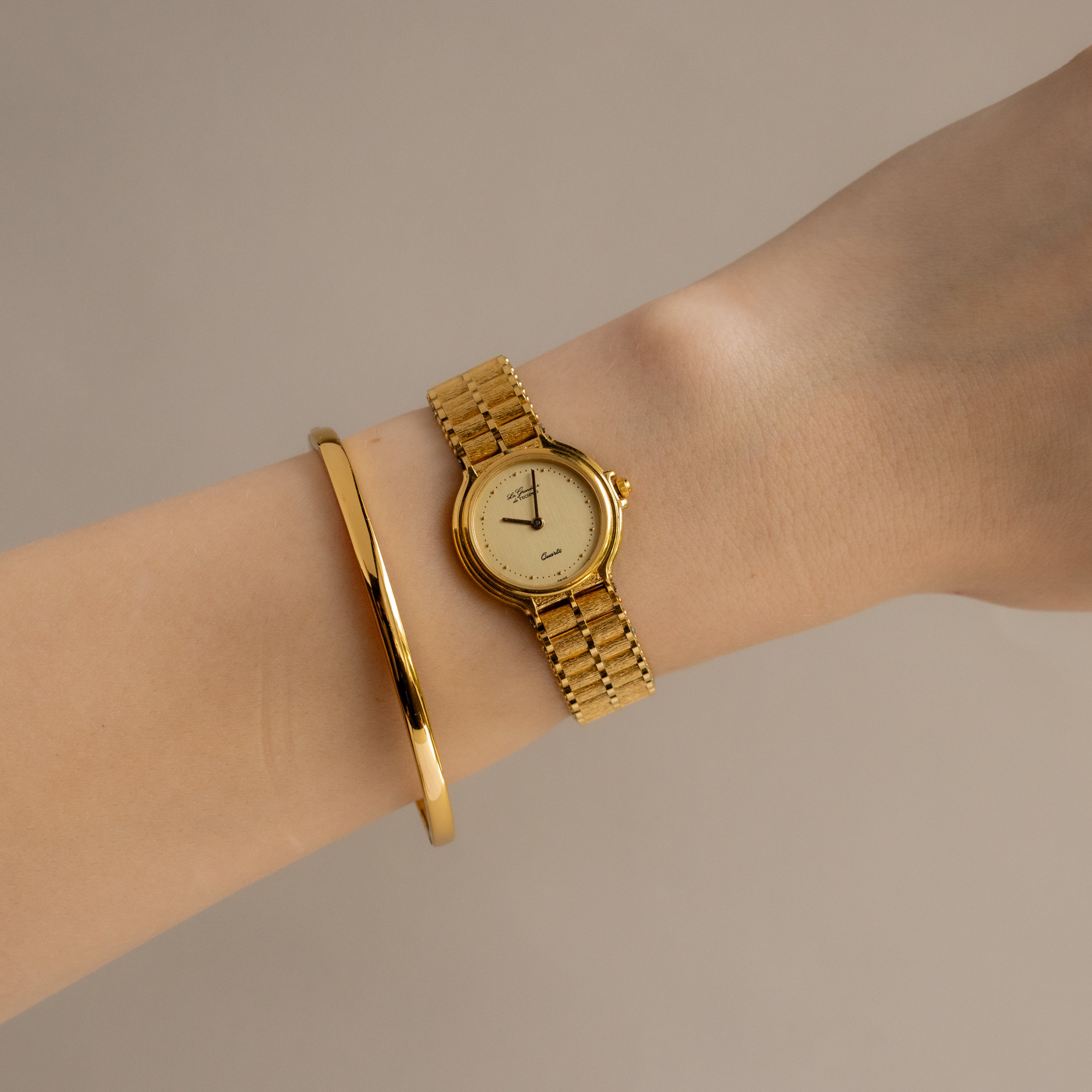 Vintage Technos Swiss Brushed Gold Watch