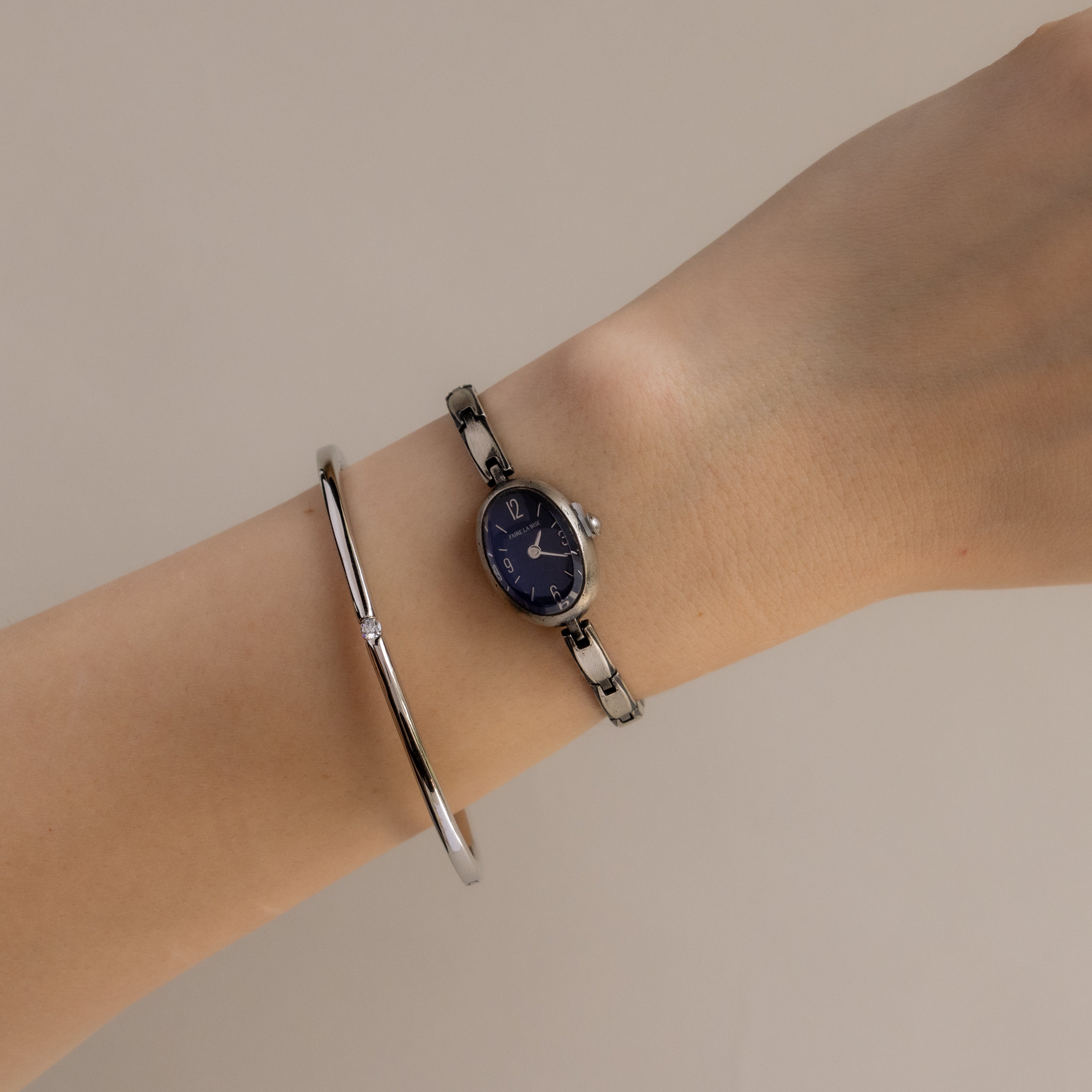 Vintage Faire La Bise Midnight Silver Watch