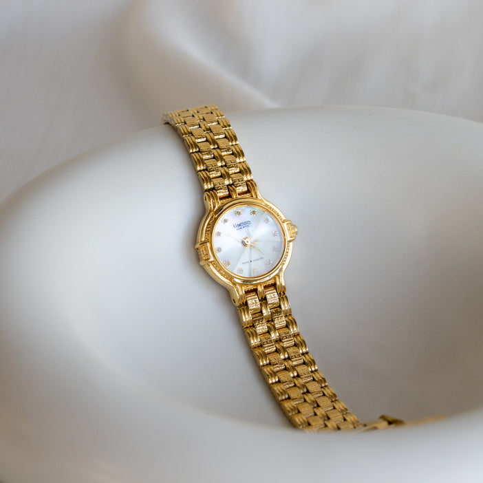 Vintage Klaeuse Pave Round Gold Watch