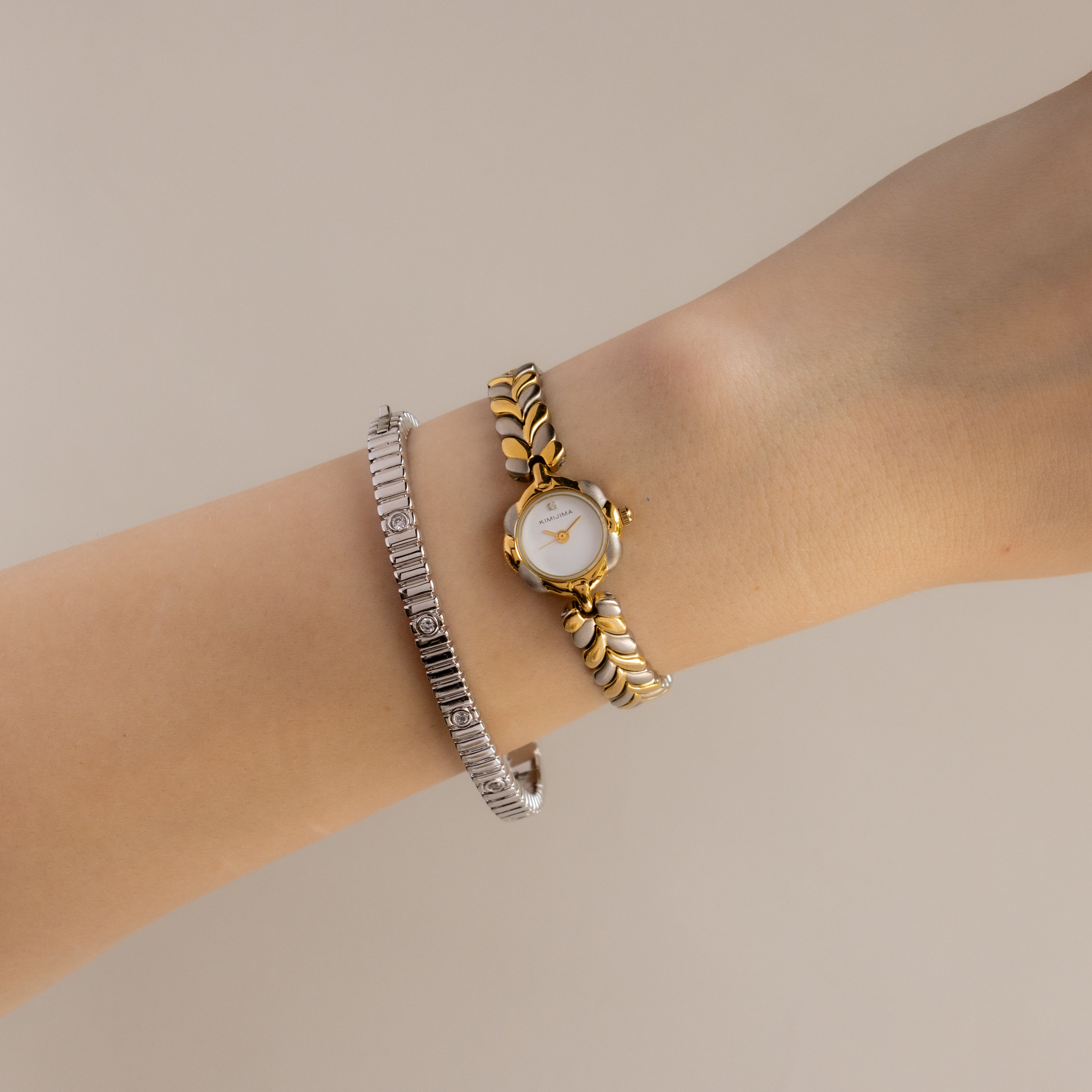 Vintage Kimijima Hearts Two Tone Watch