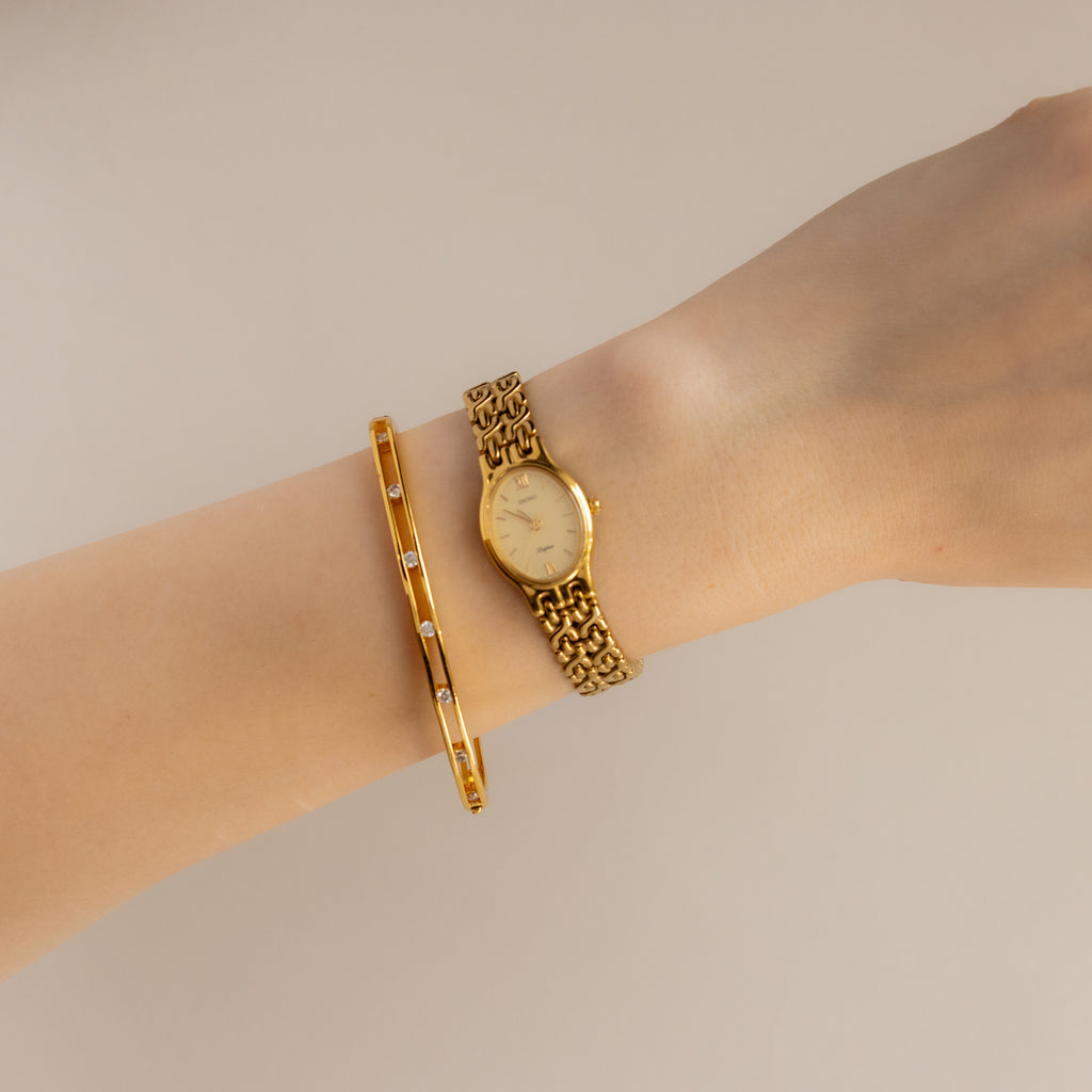 Vintage Seiko Belfina Oval Gold Watch