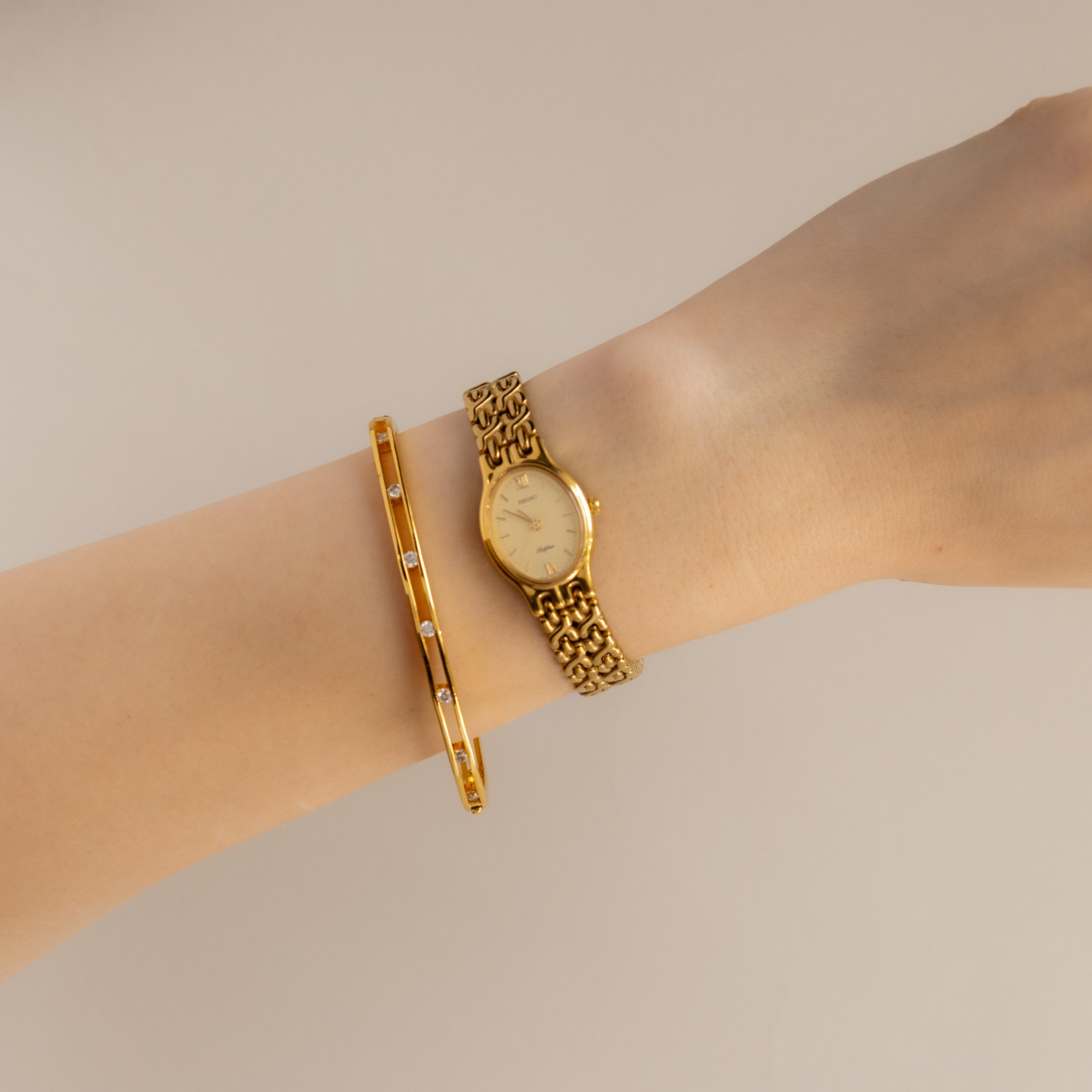 Vintage Seiko Belfina Oval Gold Watch