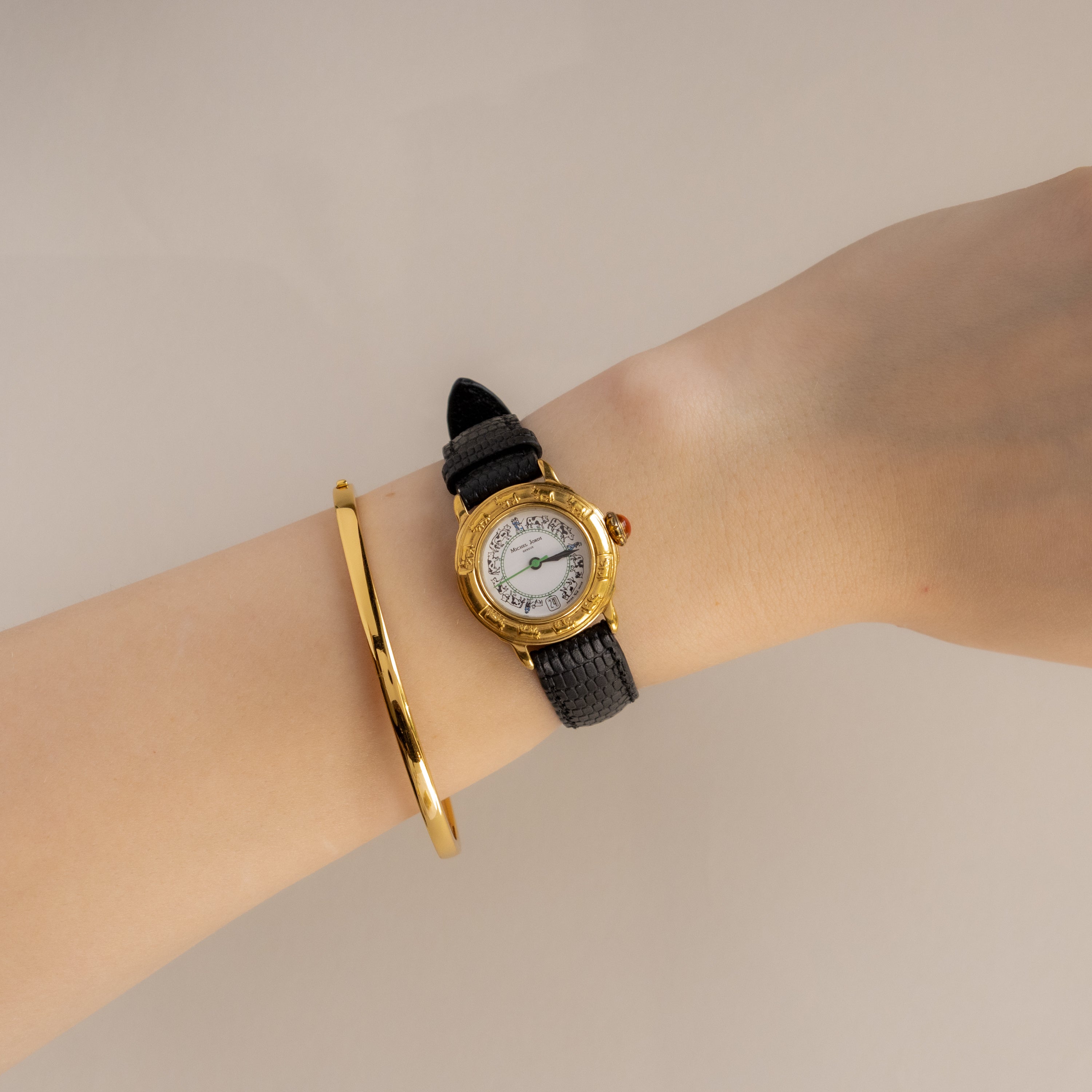 Vintage Michel Jordi Swiss Animal Gold Watch