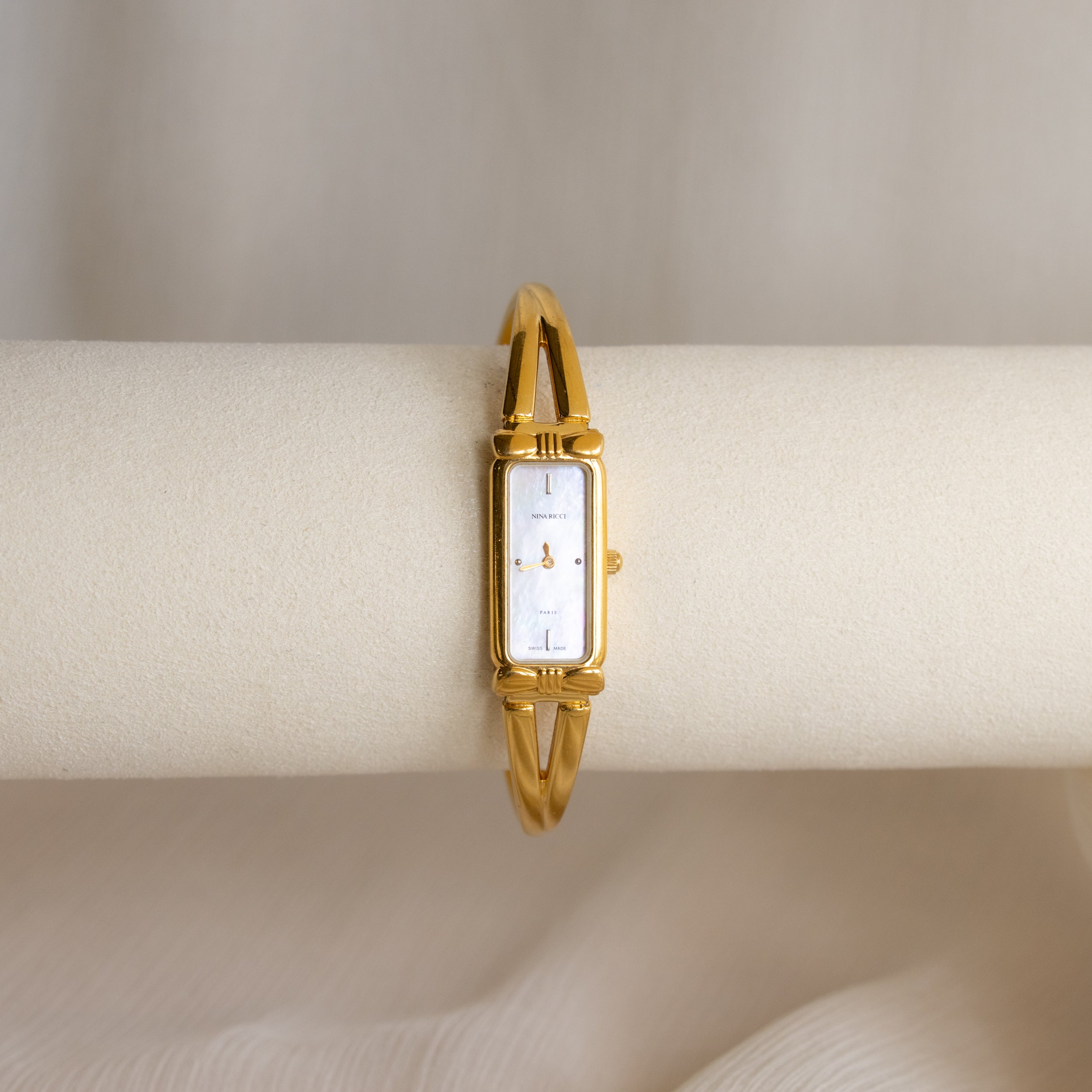 Vintage Nina Ricci Swiss Slim Cuff Gold Watch