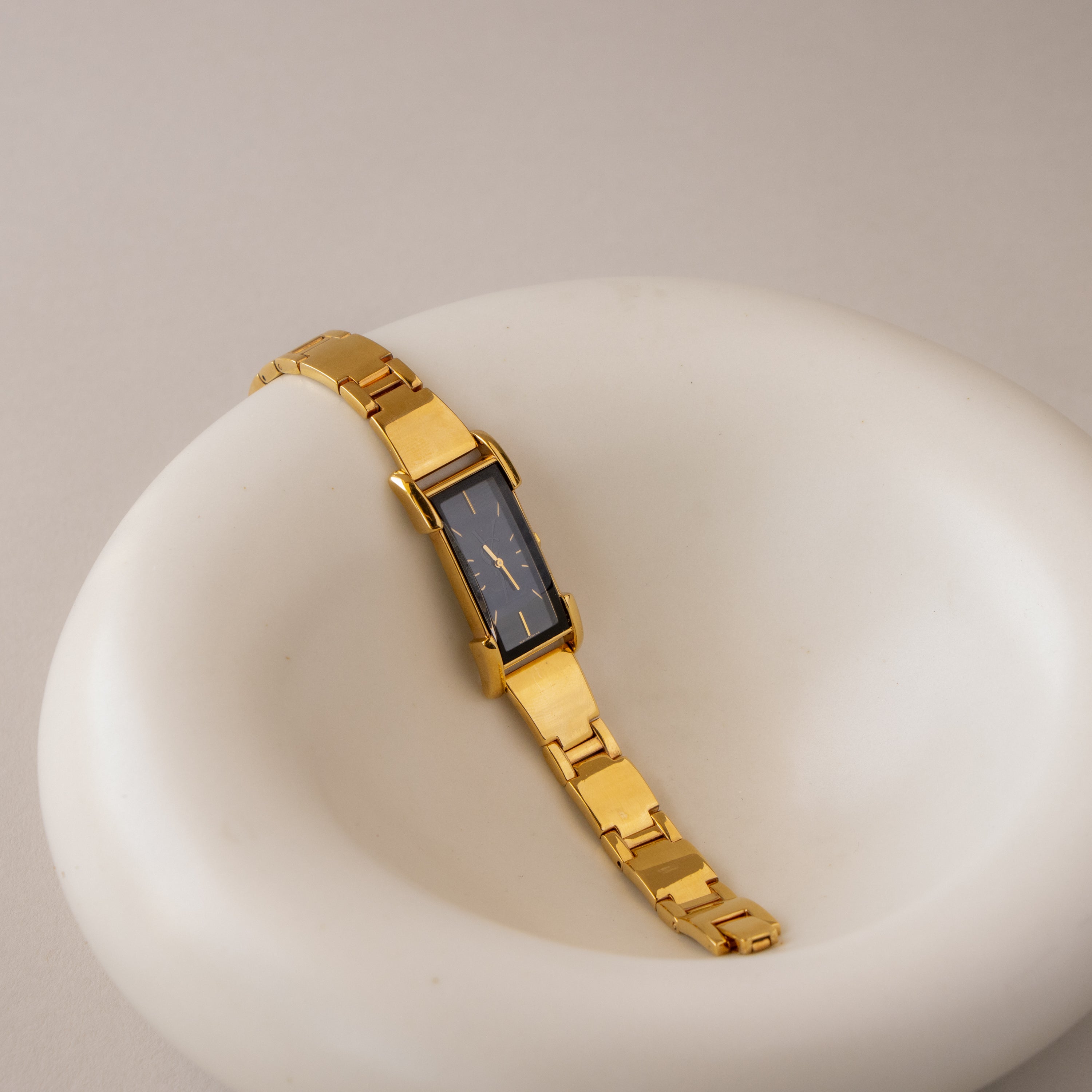 Vintage YSL Midnight Cuff Gold Watch