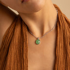 Jade Oval Jewelry Set in Silver