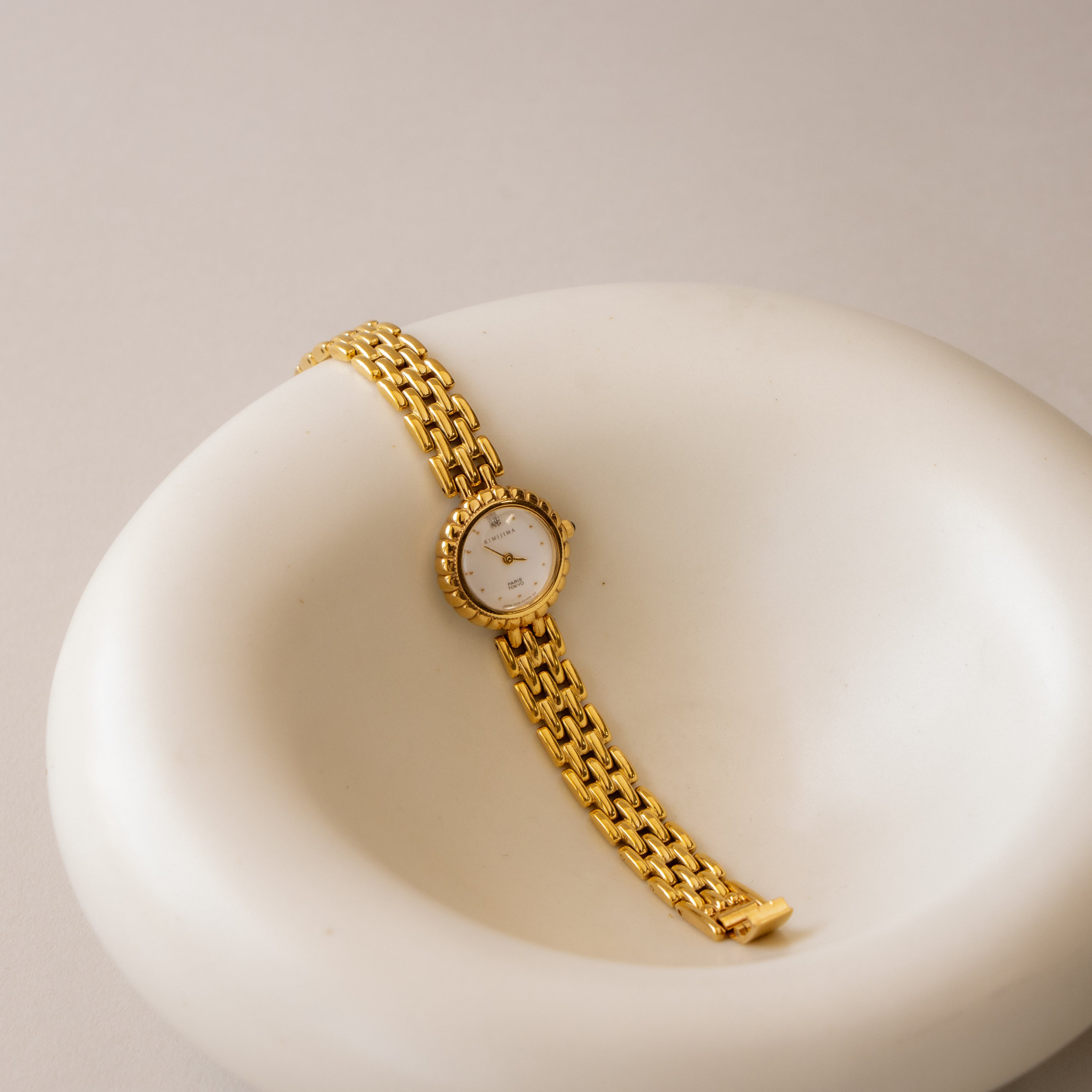 Vintage Kimijima Floral Gold Watch