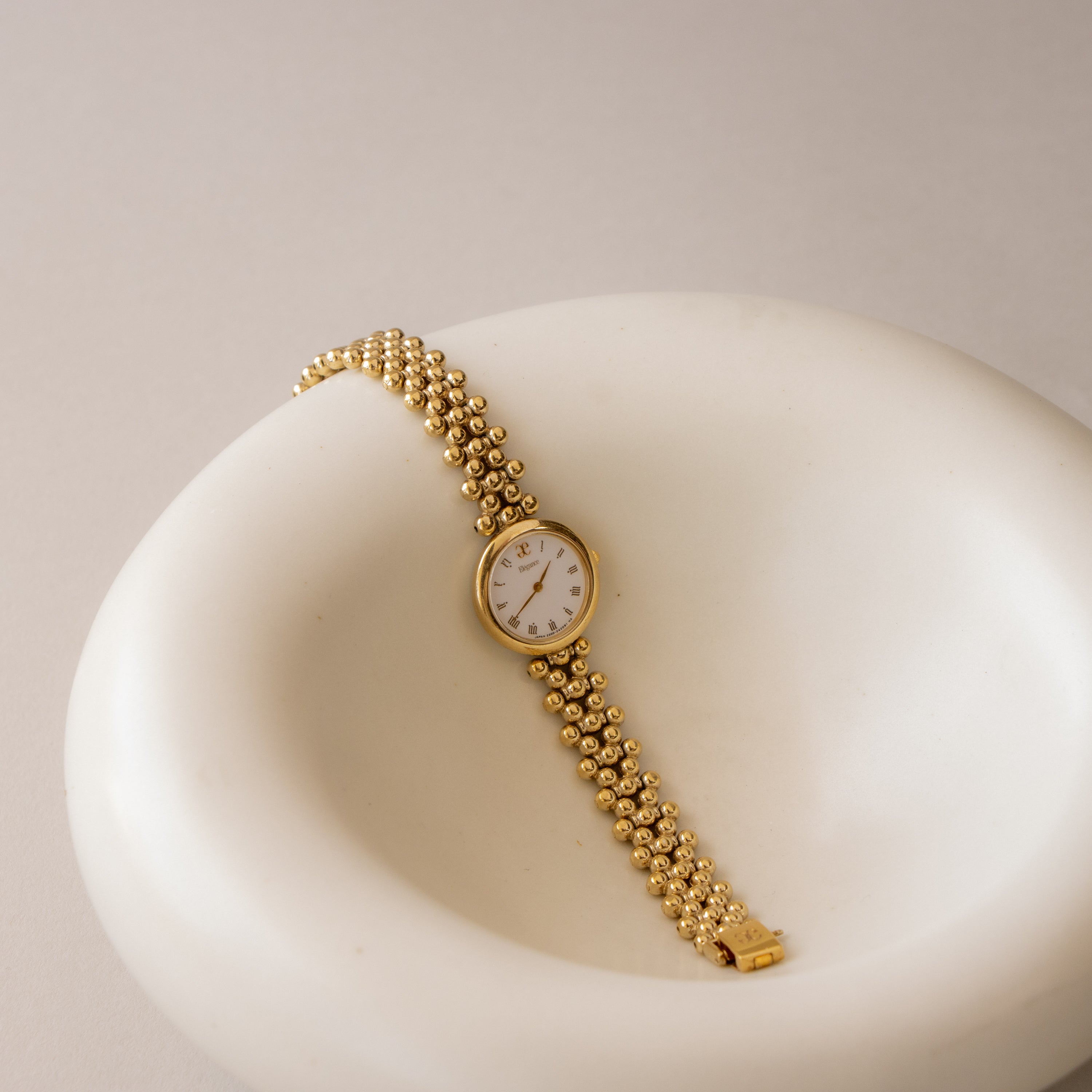 Vintage Elegance Beaded Gold Watch