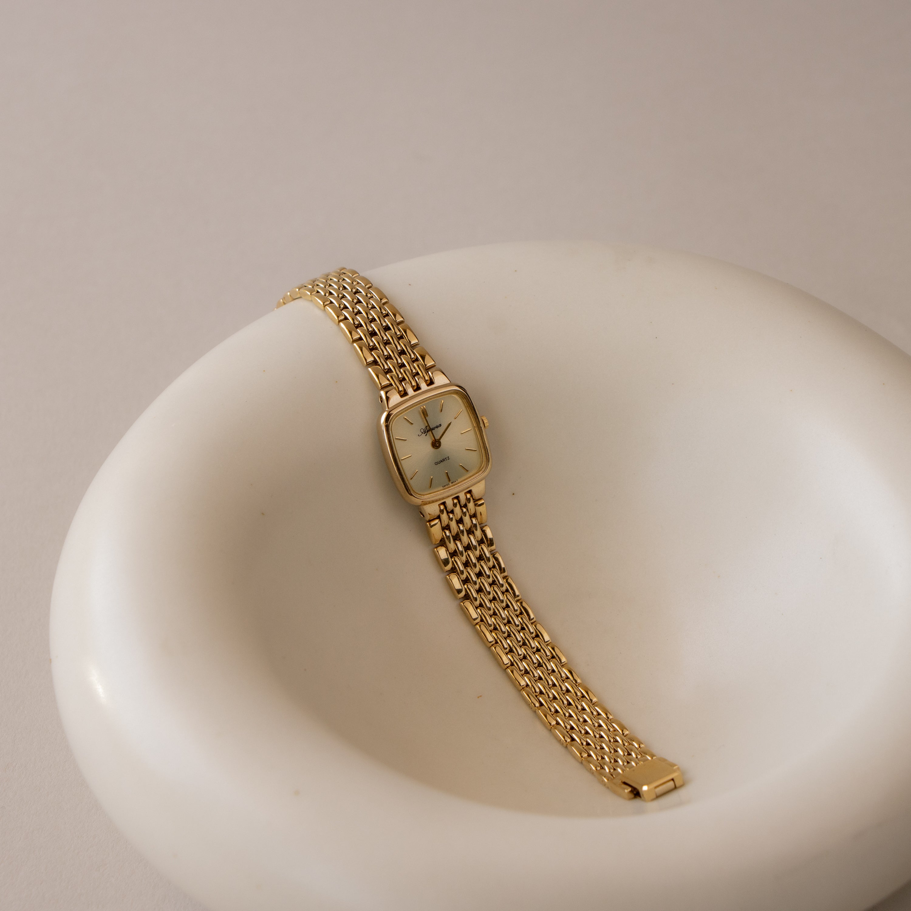 Vintage Ajawra Swiss Square Gold Watch