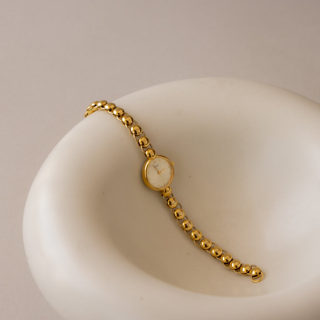 Rare Vintage Chére Beaded Gold Watch