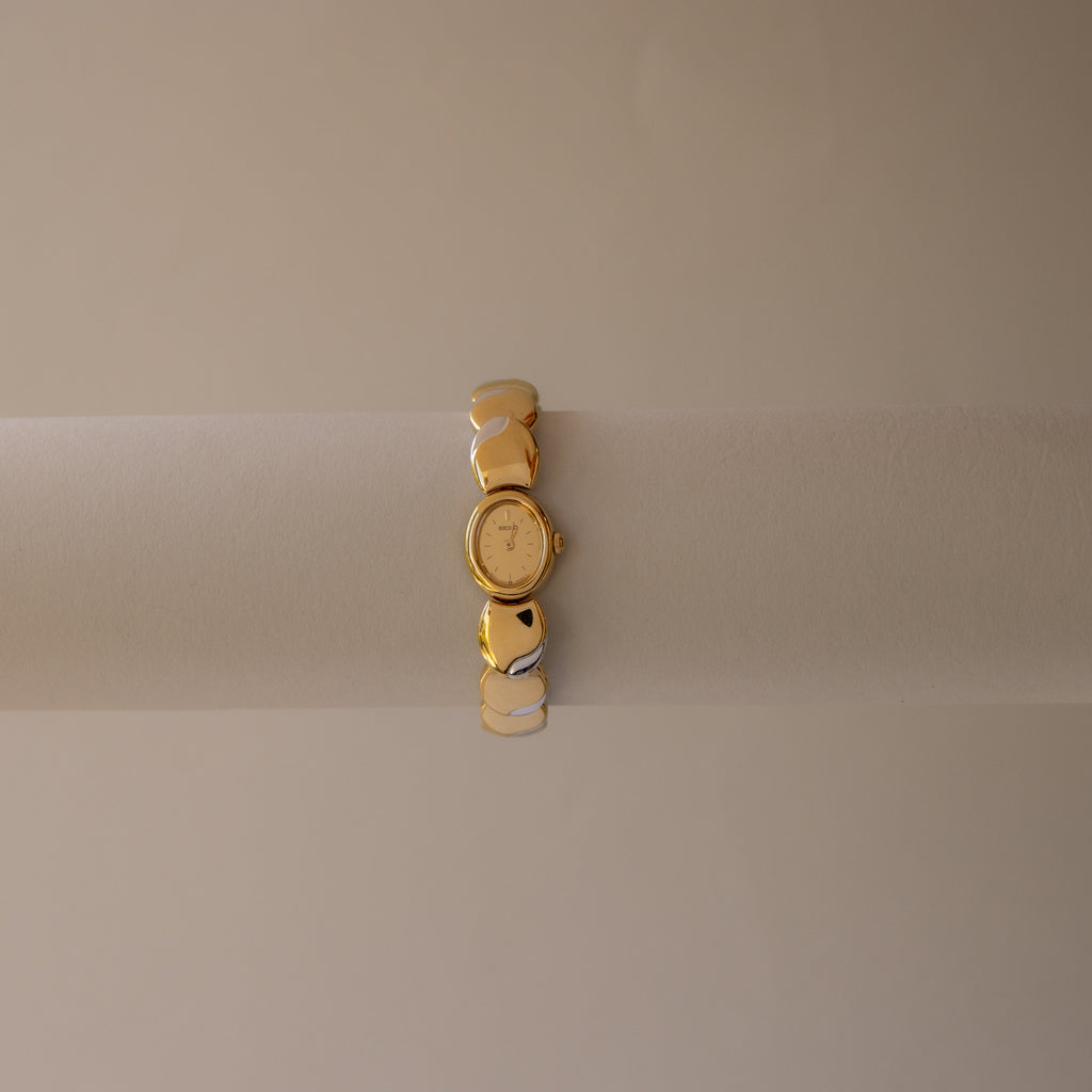 Vintage Seiko Oval Beaded Two Tone Watch