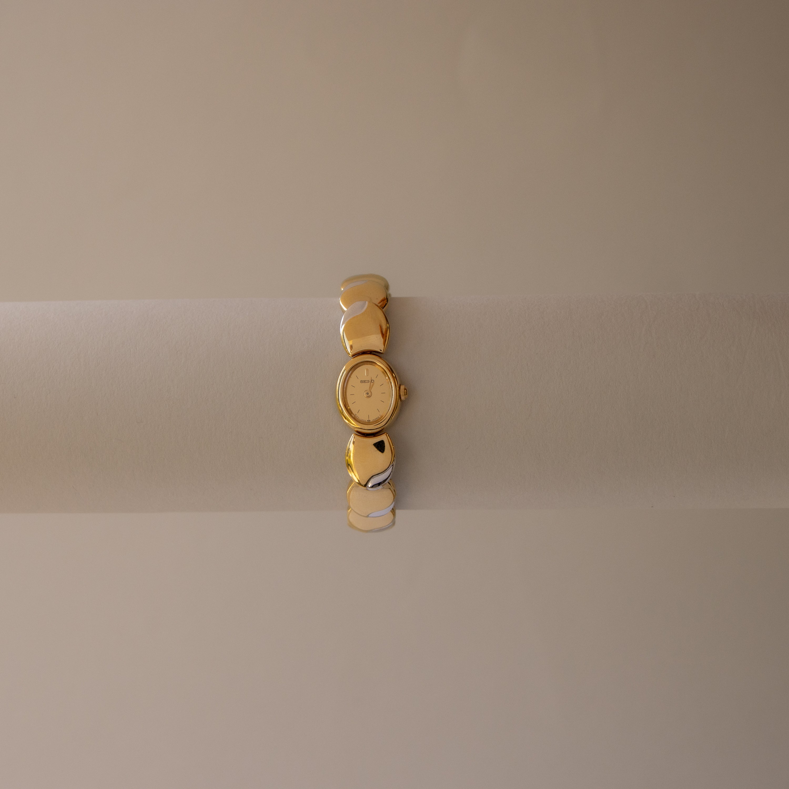 Vintage Seiko Oval Beaded Two Tone Watch