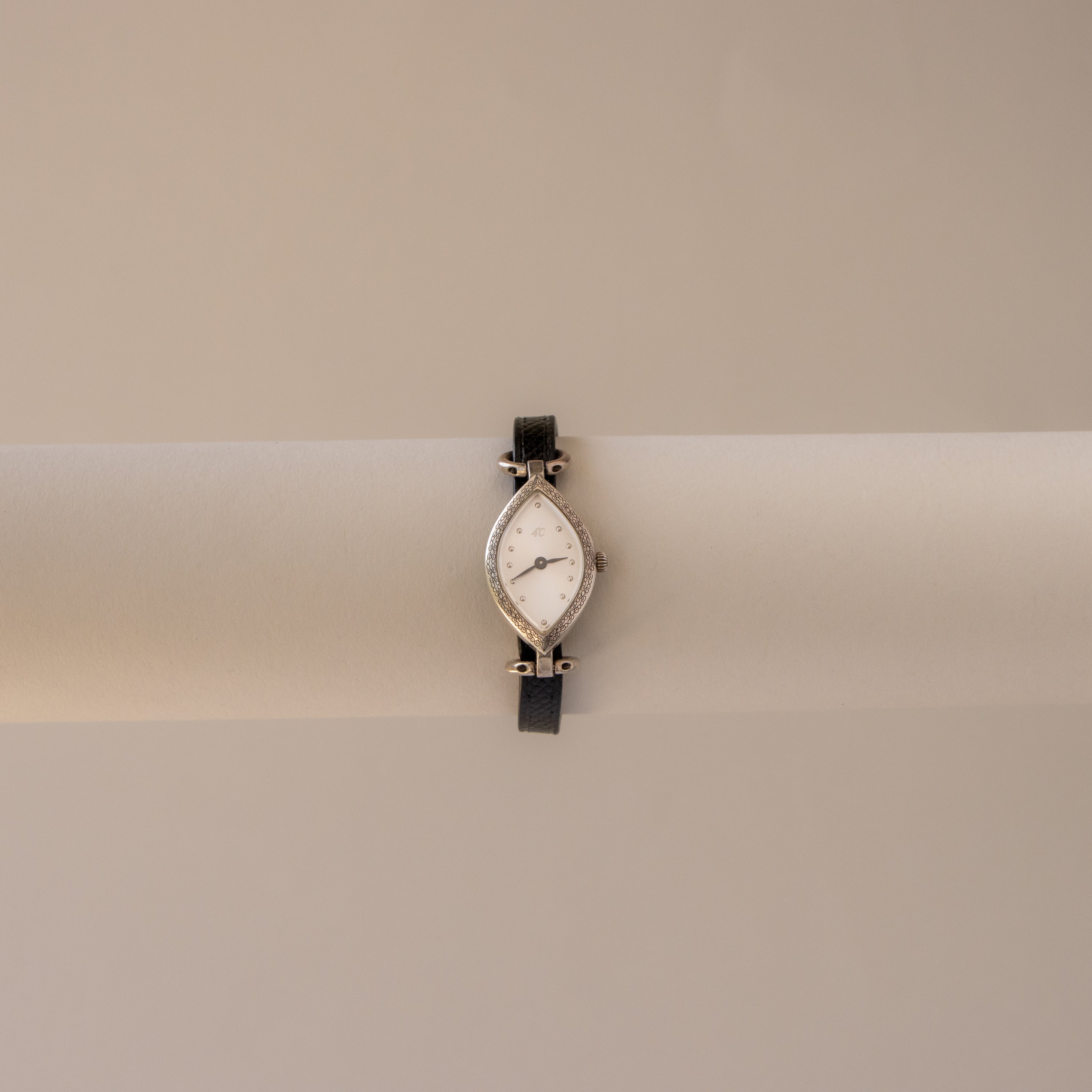 Vintage 4°C Oval Engraved Silver Watch