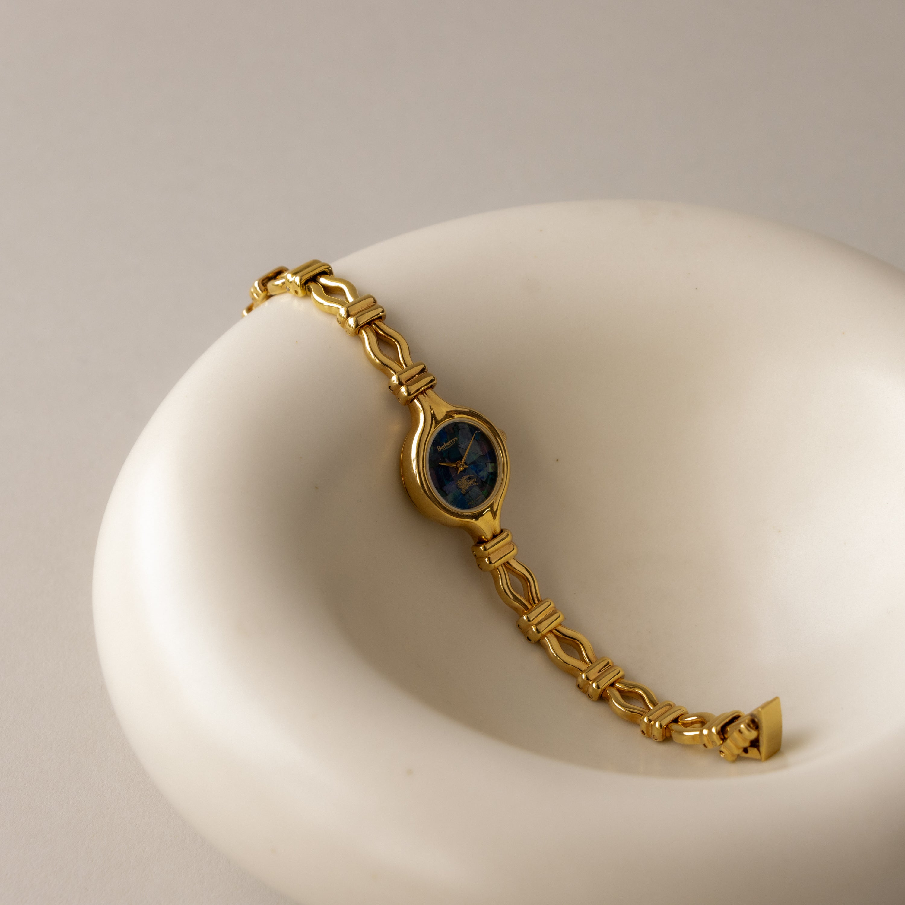 Vintage Burberrys Dainty Mosaic Gold Watch