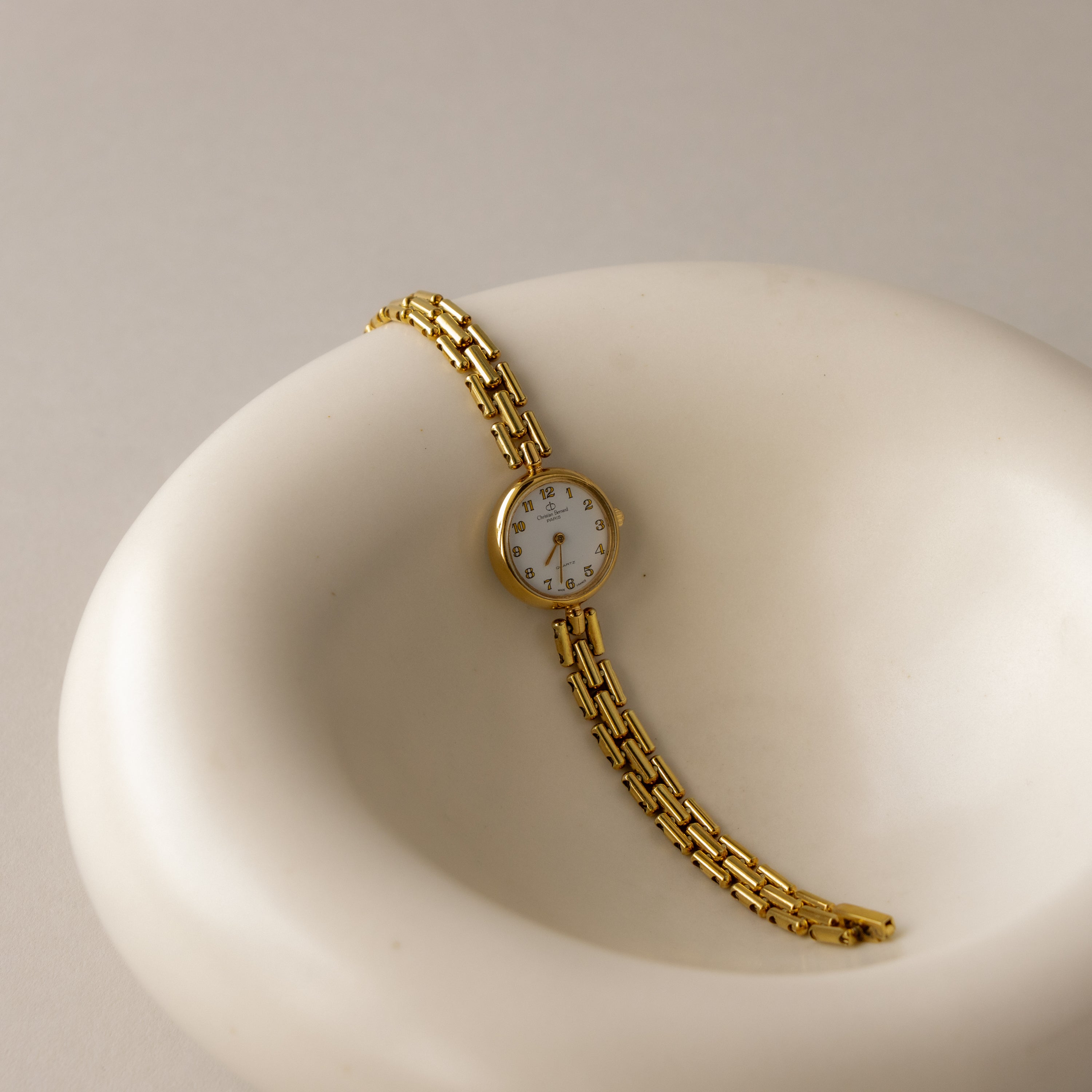 Vintage Christian Bernard Skinny Round Gold Watch