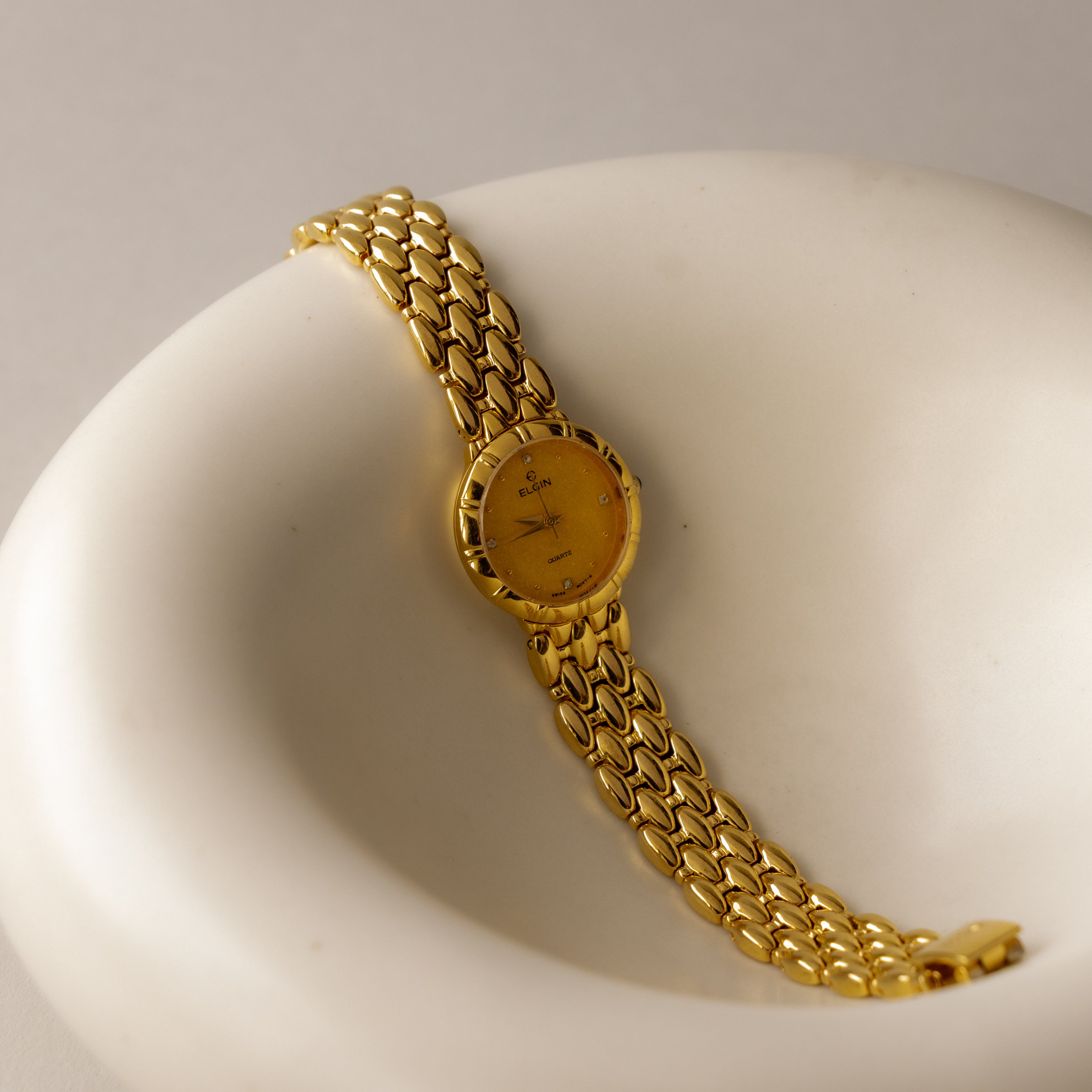 Vintage Elgin Swiss Round Gold Watch