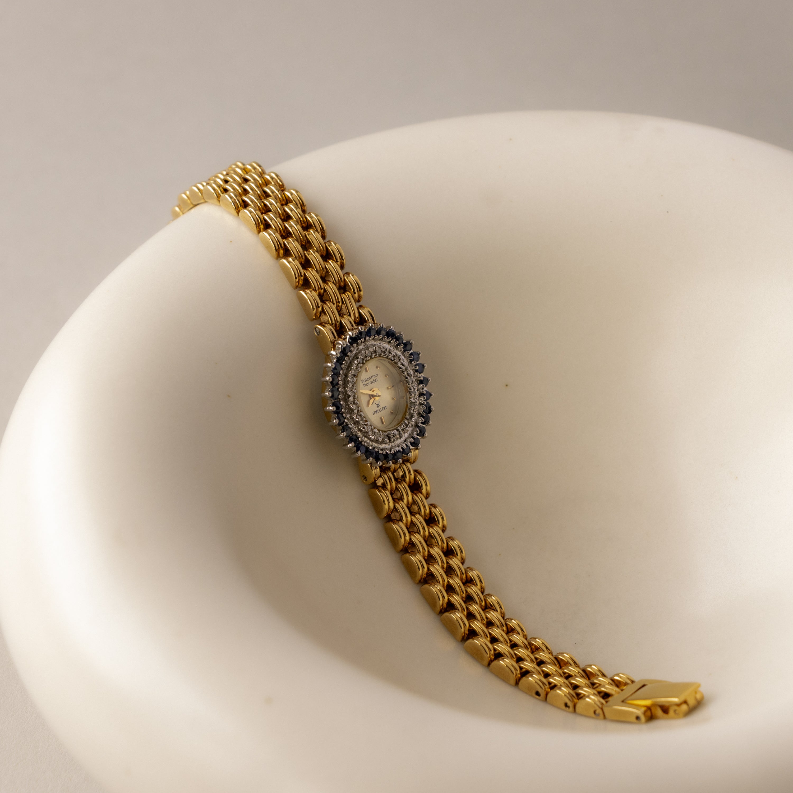 Rare Vintage Valentino Moradei Sapphire Gold Watch