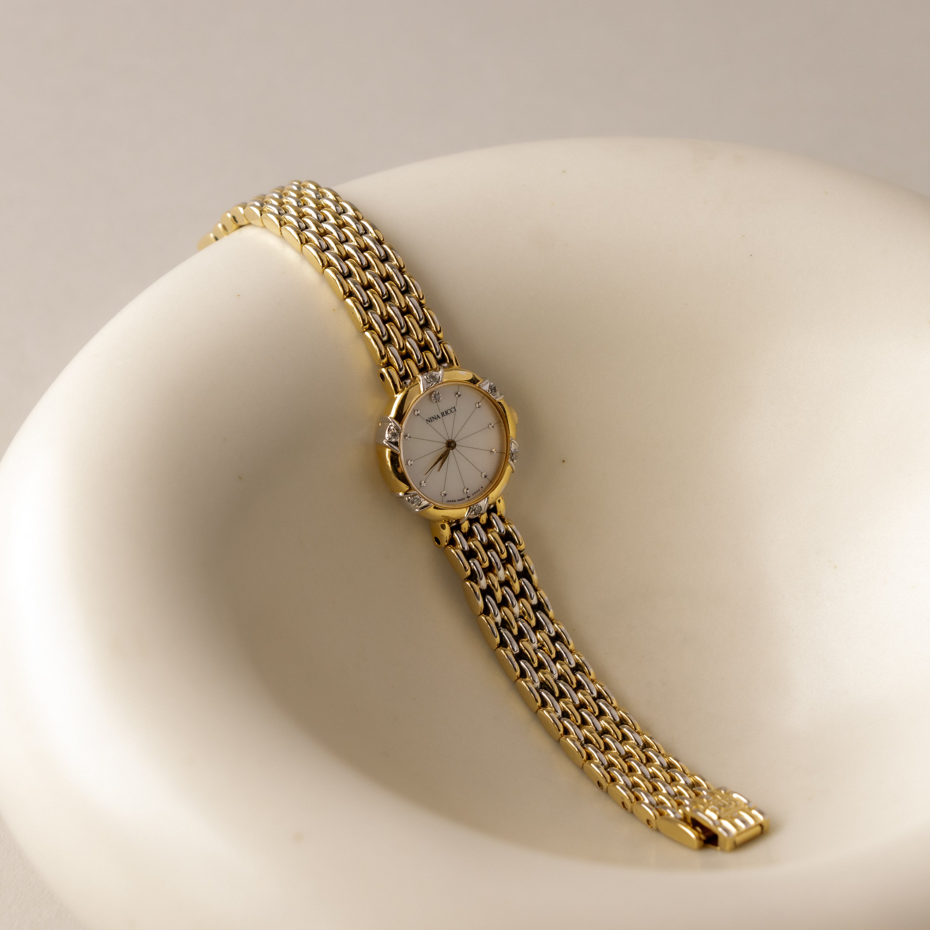 Vintage Nina Ricci Pave Two Tone Watch