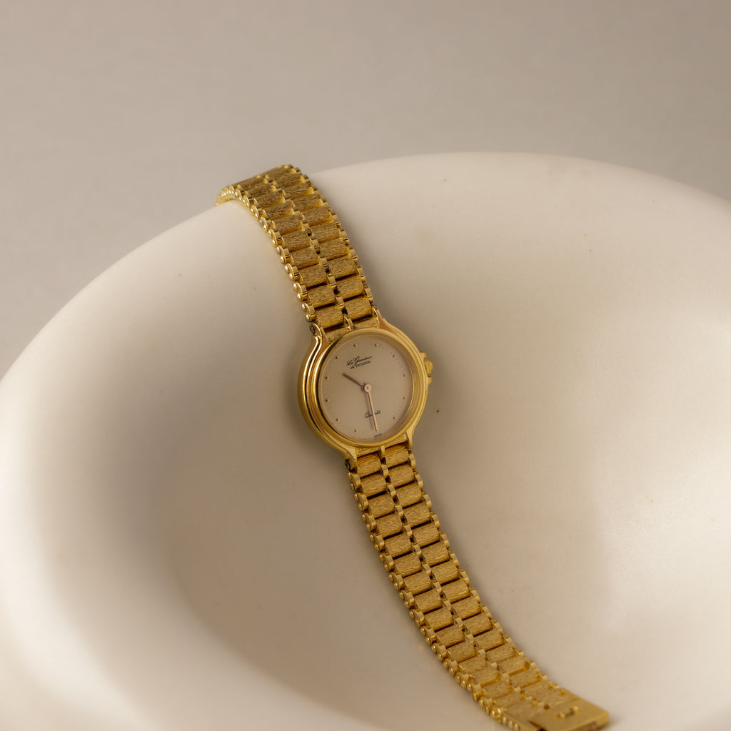 Vintage Technos Swiss Brushed Gold Watch