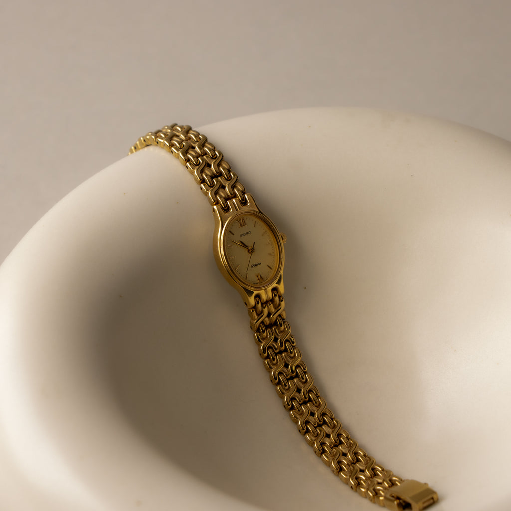 Vintage Seiko Belfina Oval Gold Watch