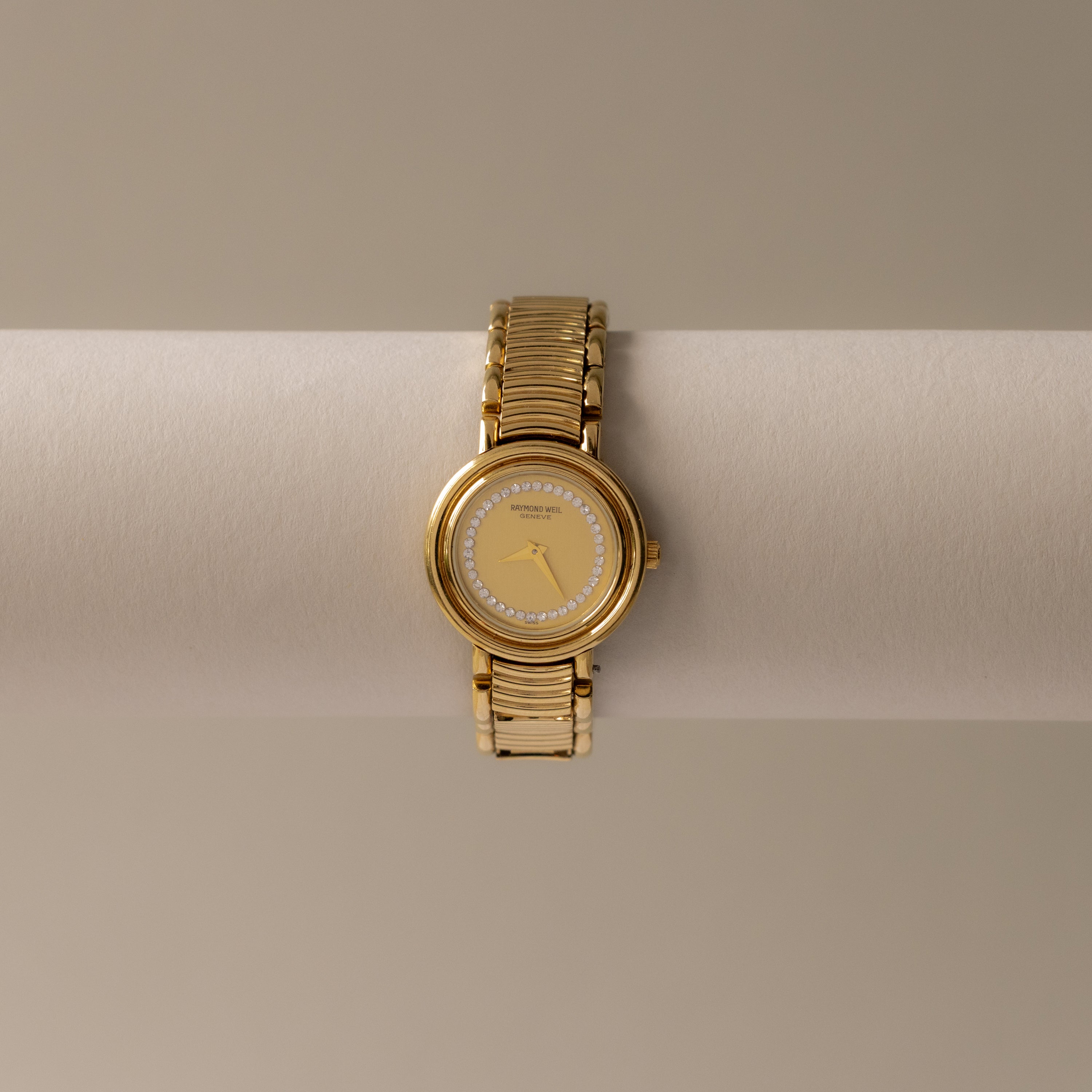 Vintage Raymond Weil Swiss Pave Gold Watch
