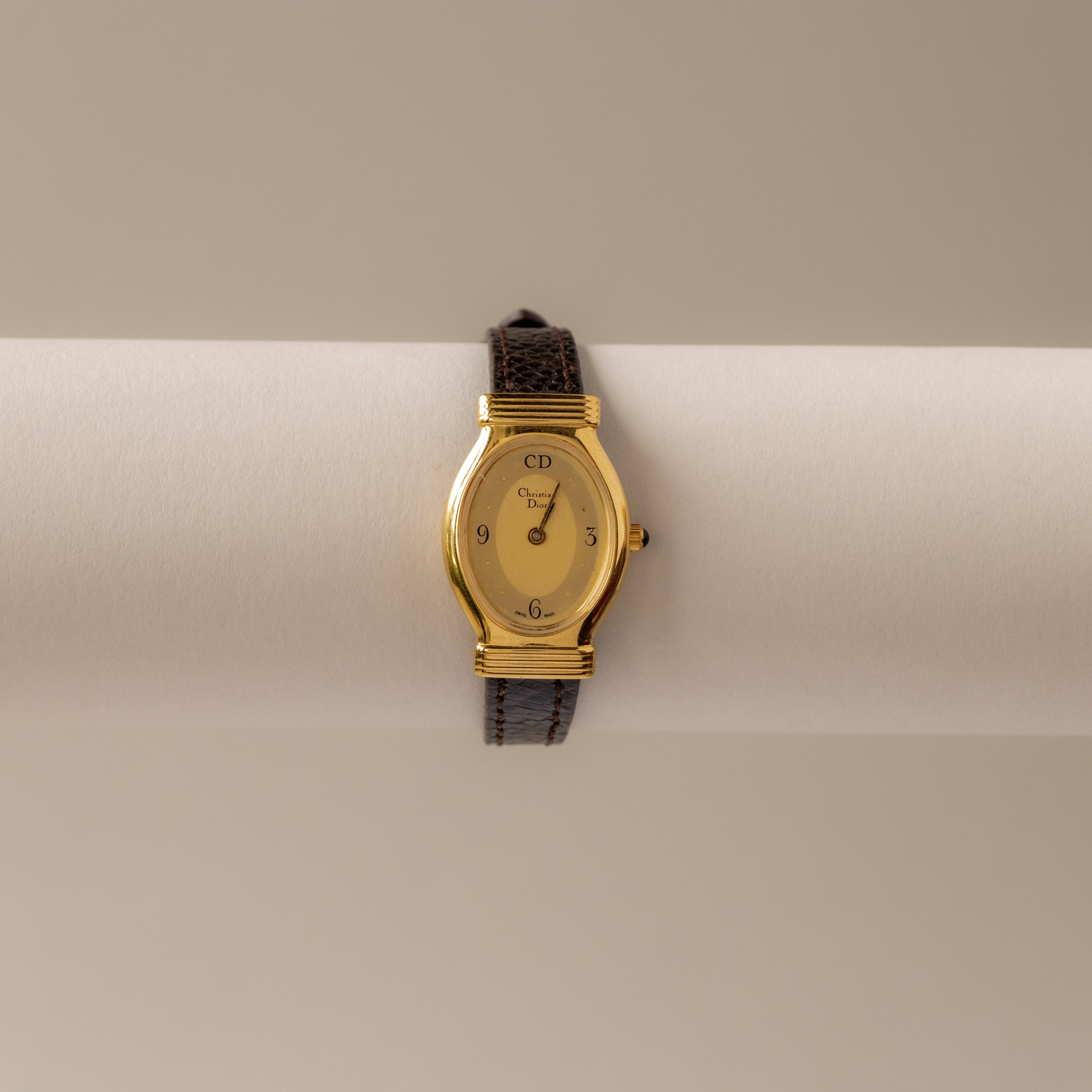 Vintage Christian Dior Swiss Oval Gold Watch