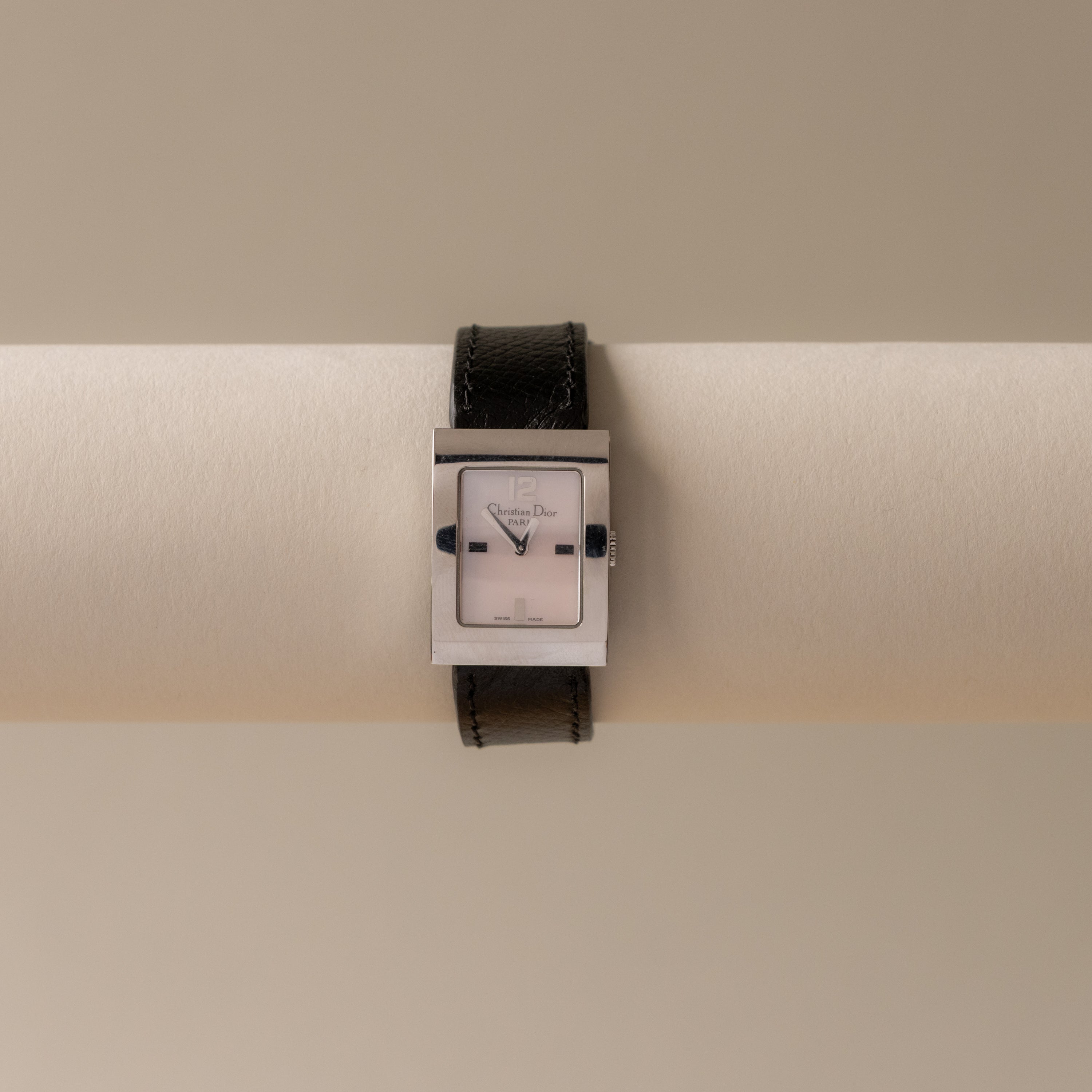 Vintage Christian Dior Swiss Blush Square Silver Watch
