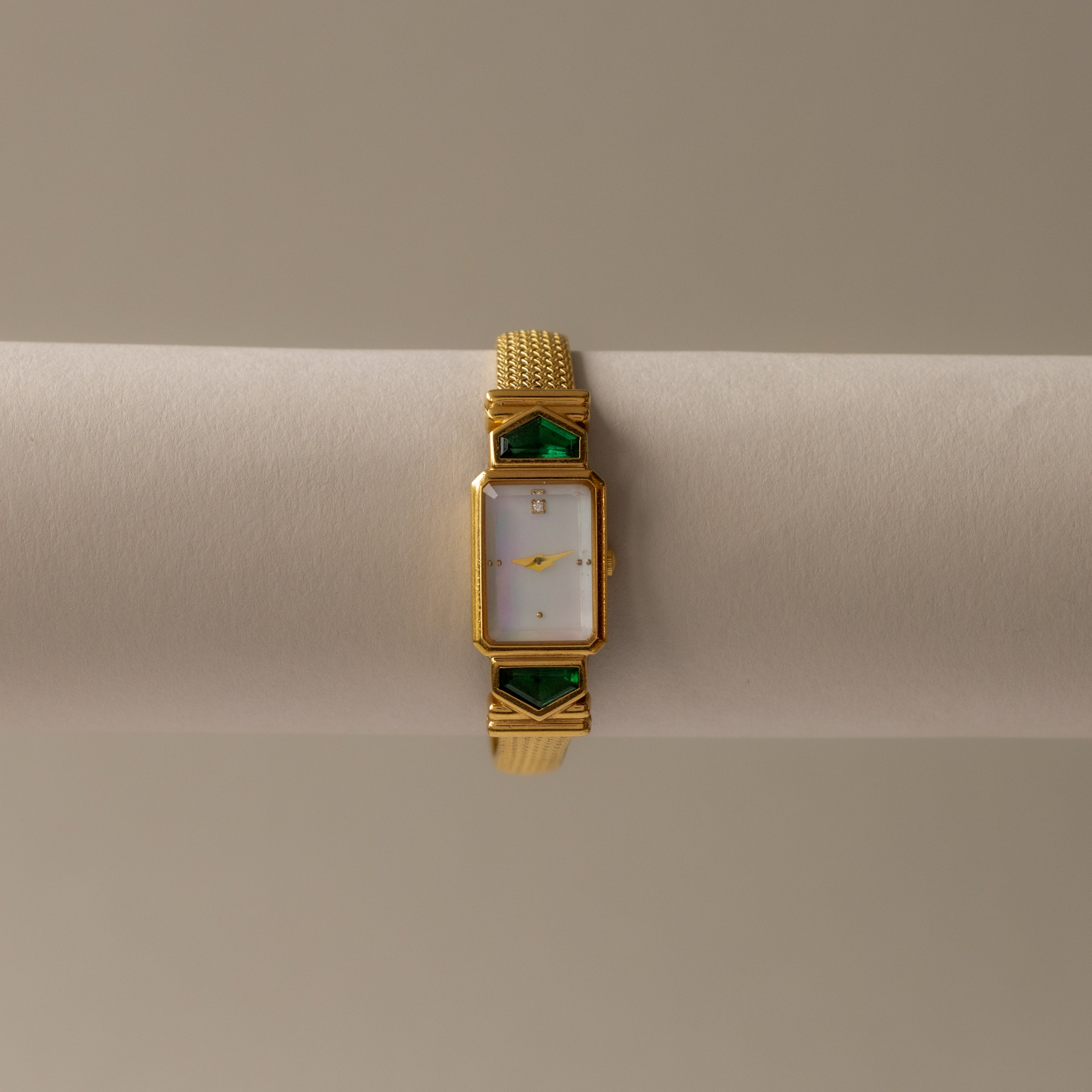 Vintage The Franklin Mint Emerald Gold Watch