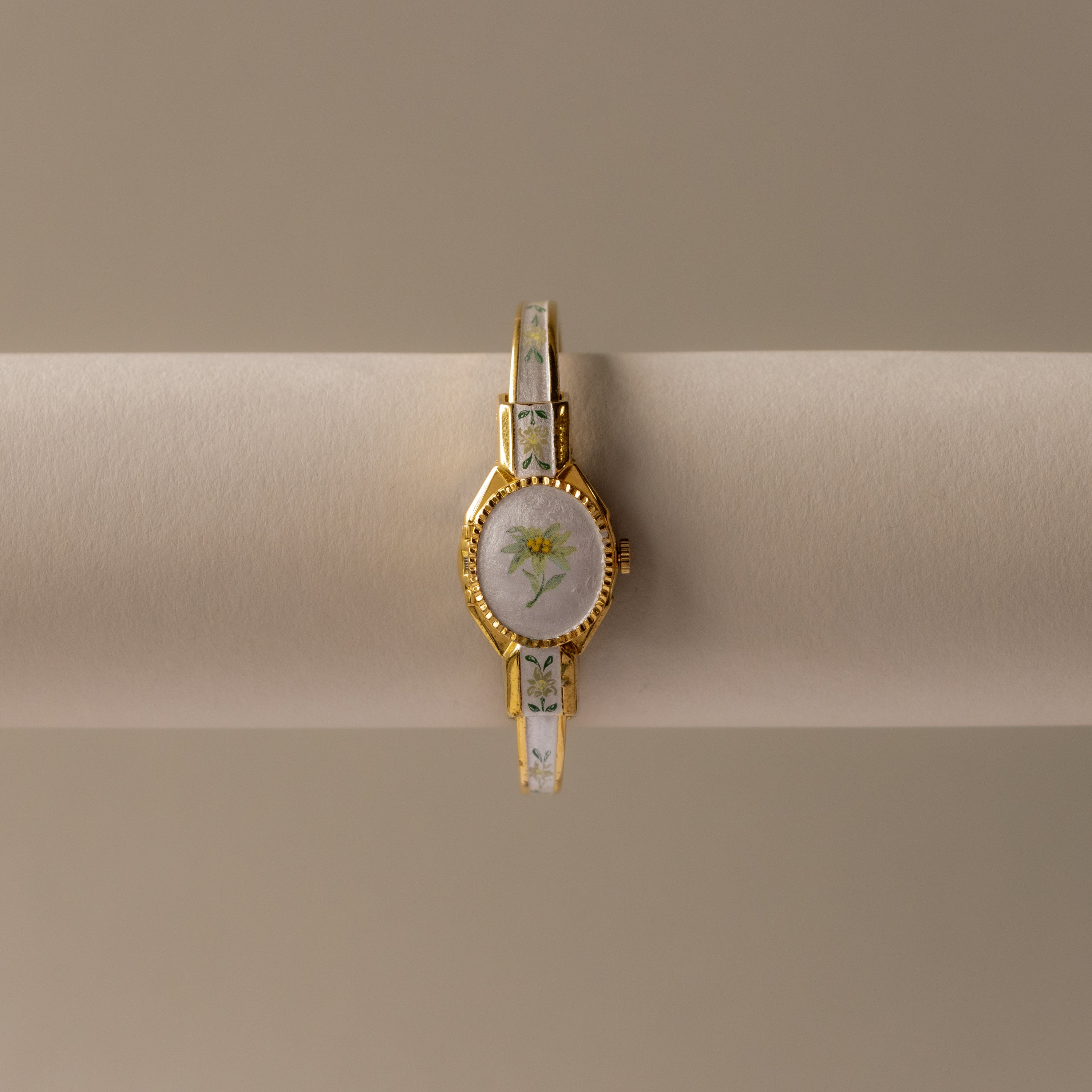 Vintage Andre Mouche Swiss Floral Locket Gold Watch