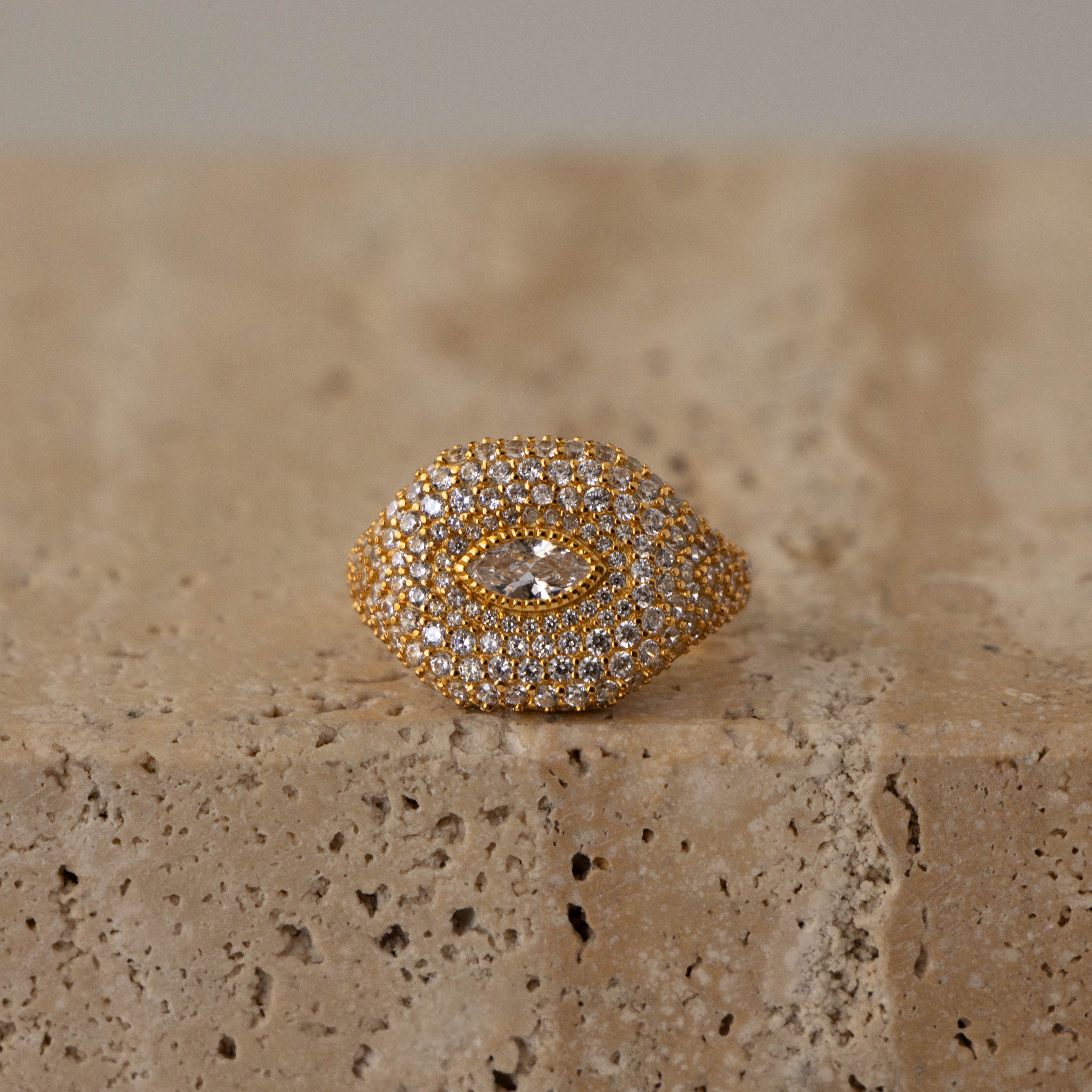 Pave Marquise Diamond Signet Ring
