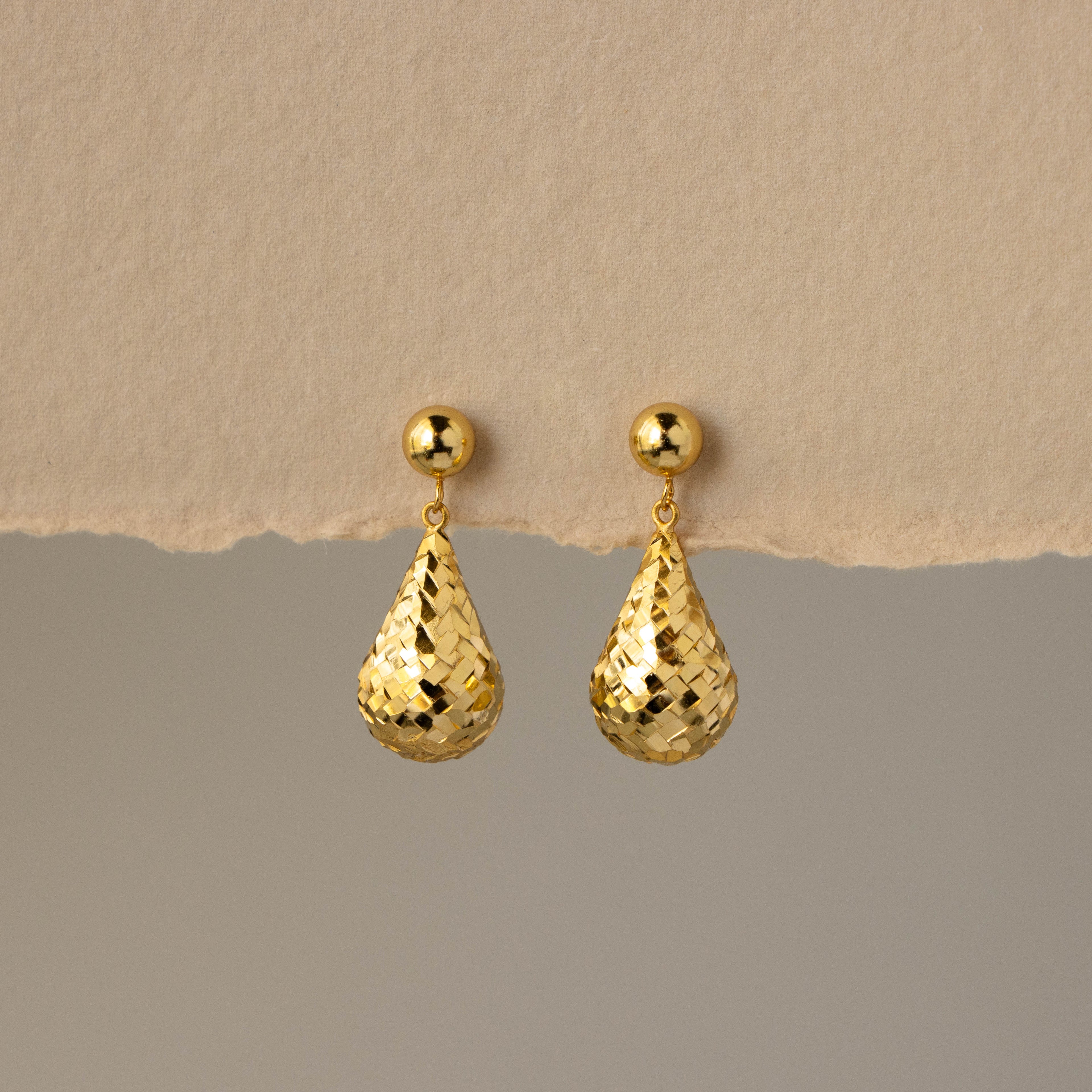 Mosaic Textured Retro Teardrop Studs