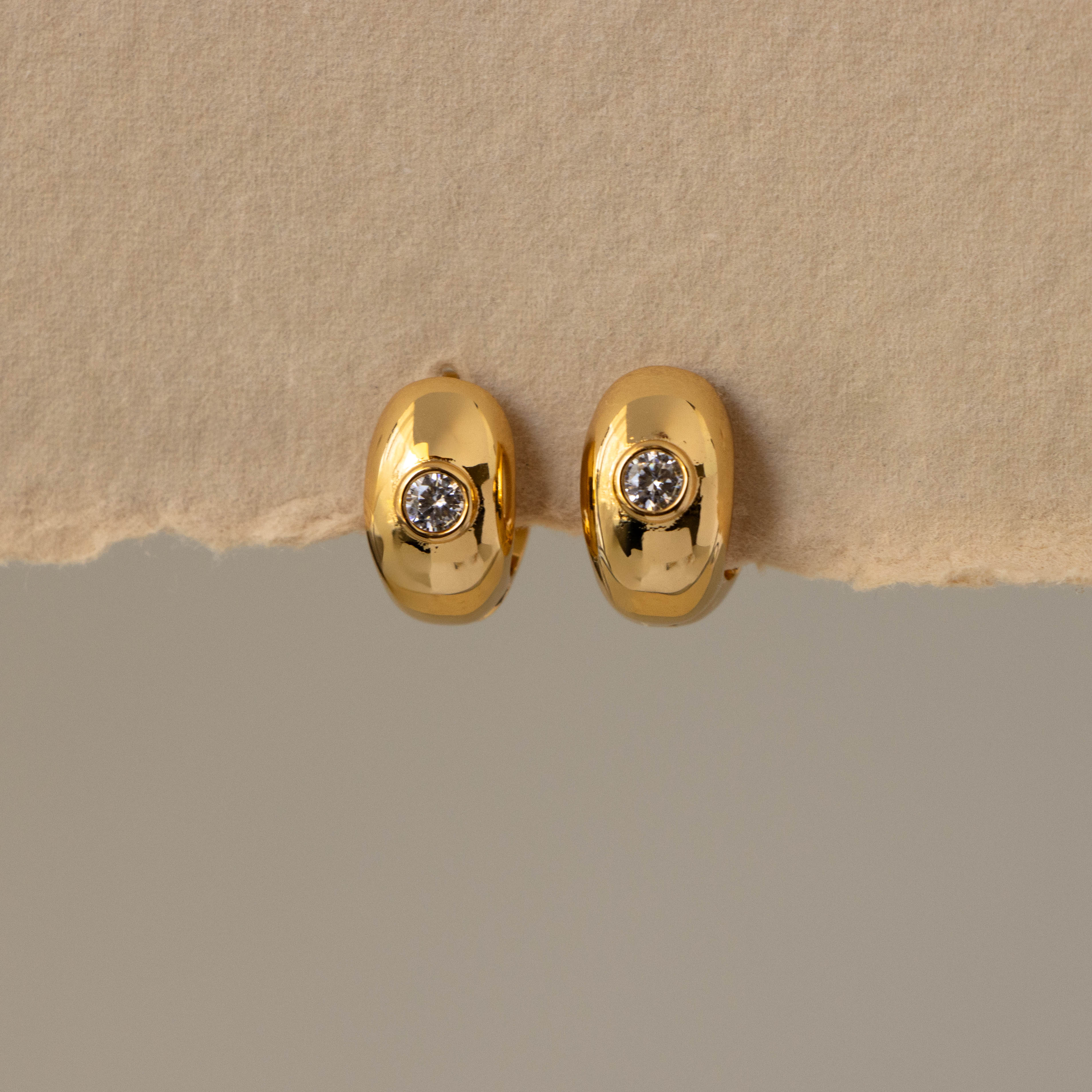 Chunky Diamond Bezel Huggies