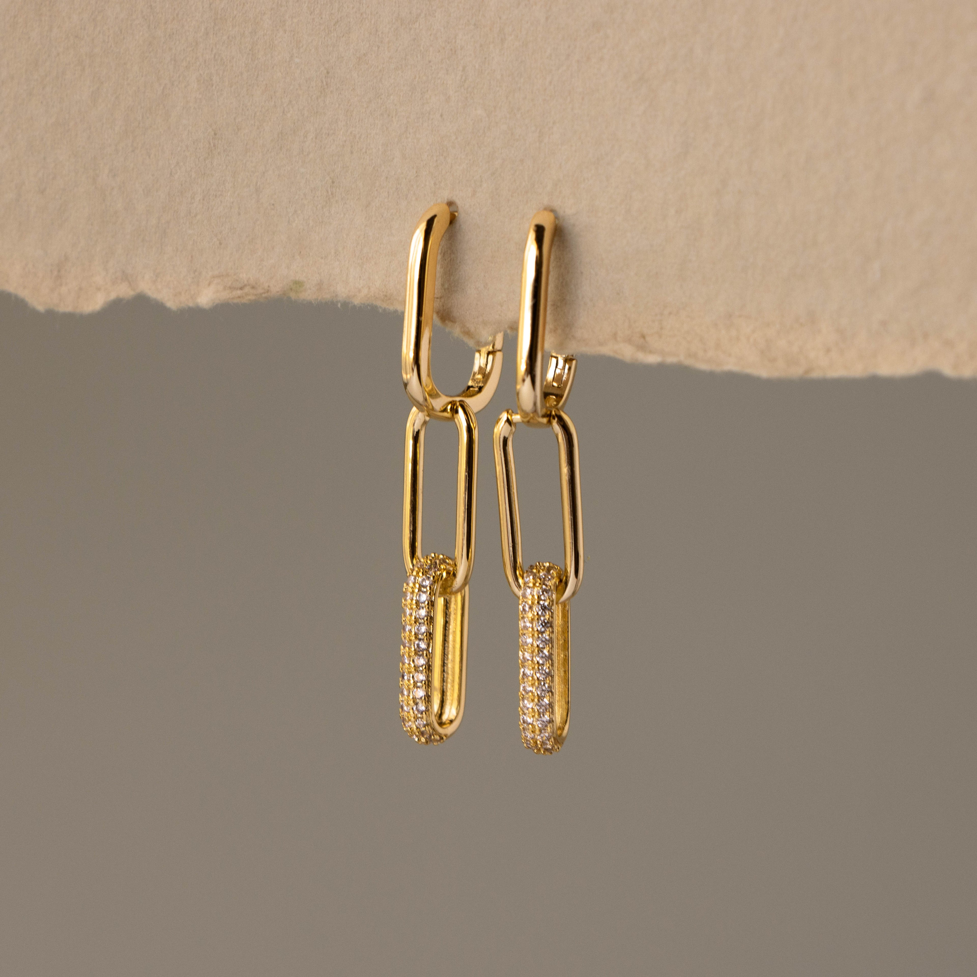 Triple Link Pave Earrings