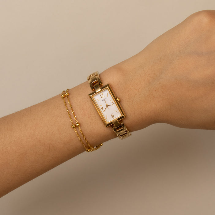 Vintage YOU Rectangular Gold Watch