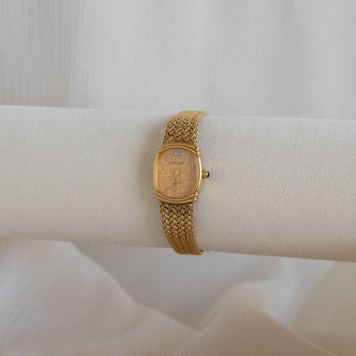 Vintage Elgin Swiss Mesh Gold Watch