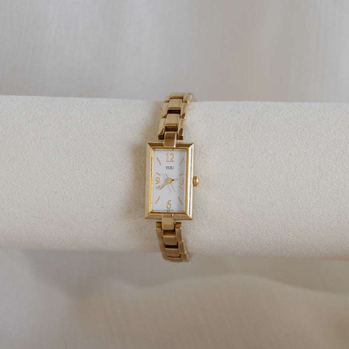 Vintage YOU Rectangular Gold Watch