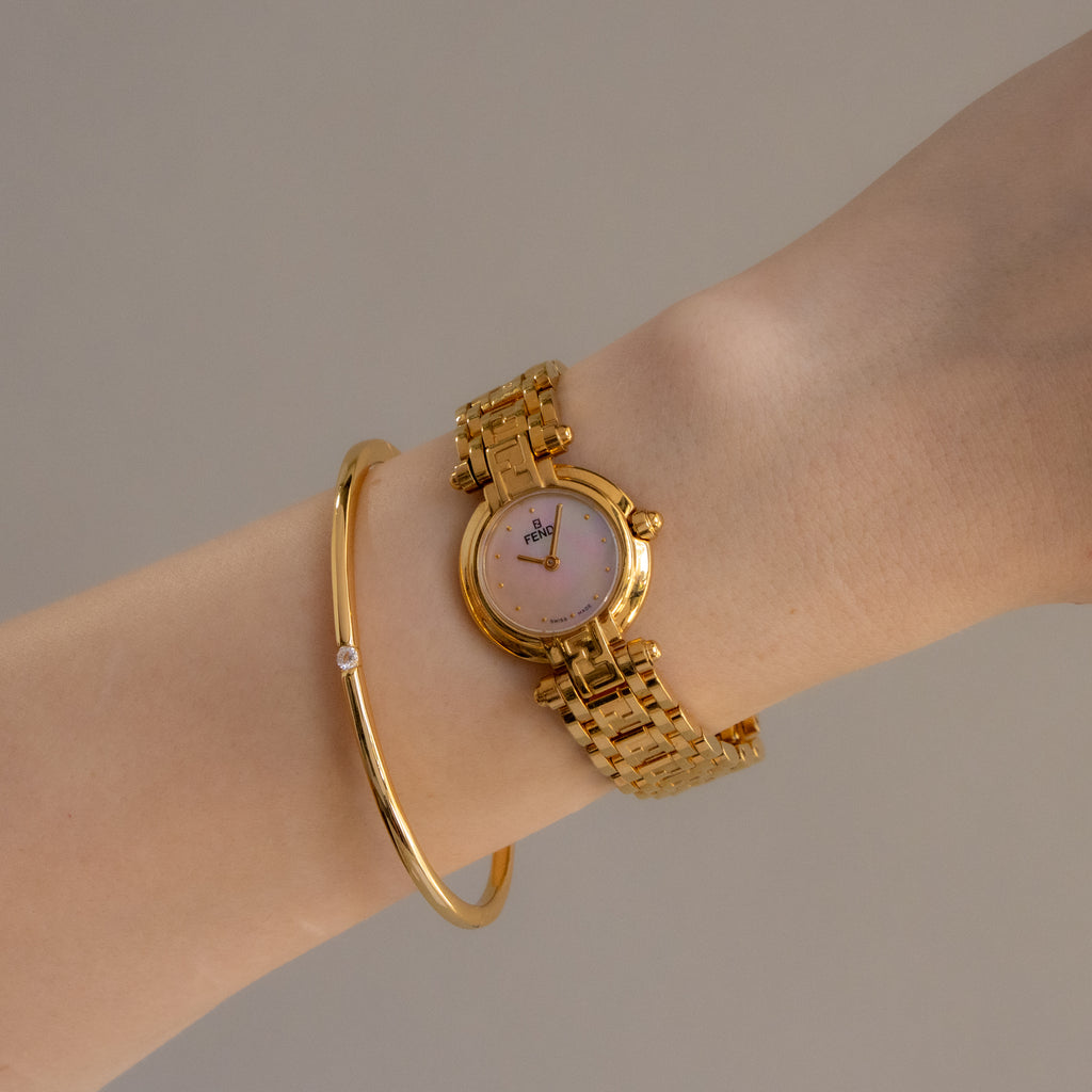 Vintage Fendi Swiss Blush Round Gold Watch