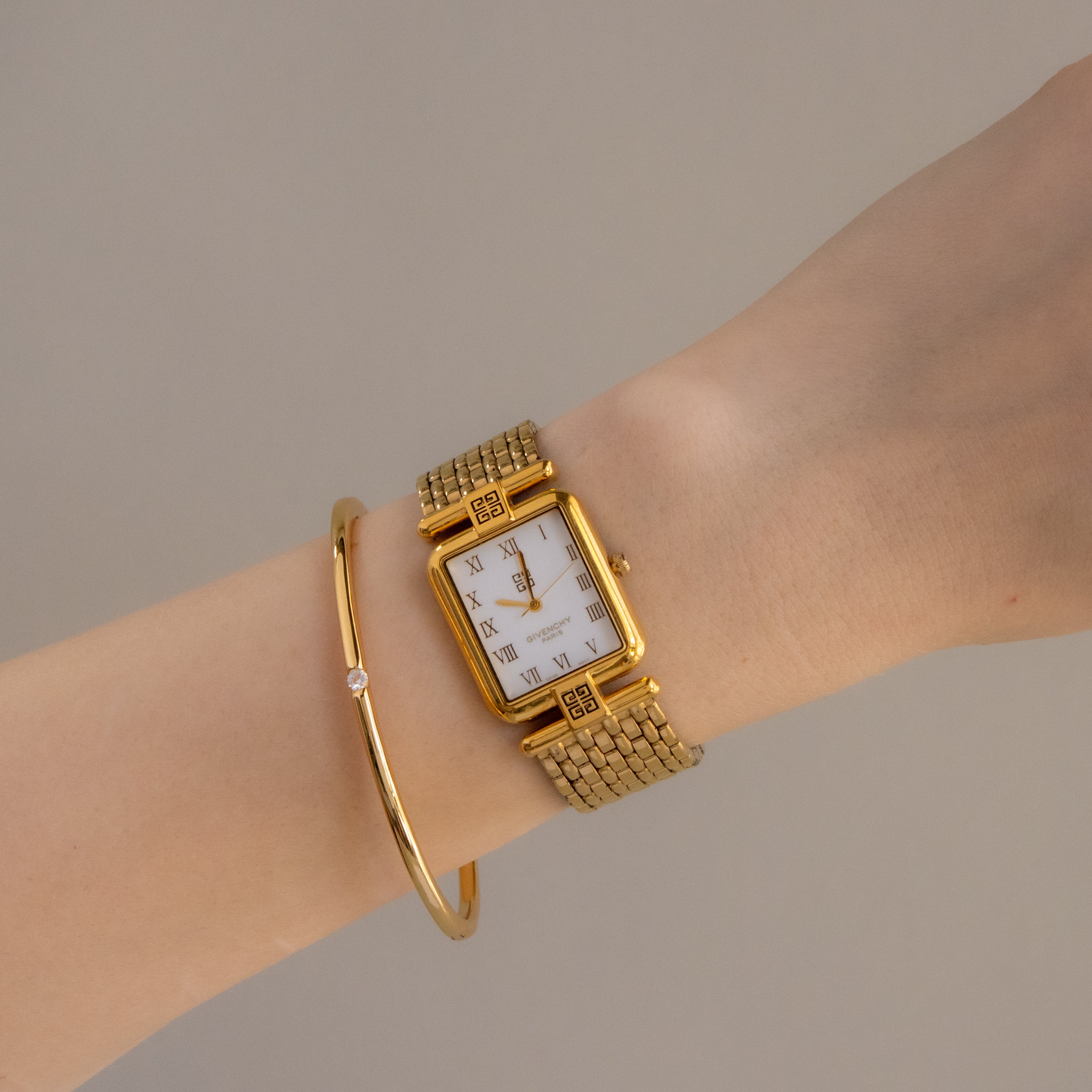 Vintage Givenchy Swiss Square Gold Watch