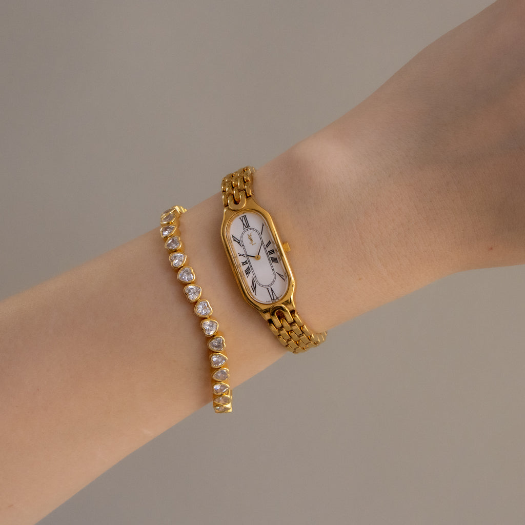Vintage YSL Long Oval Gold Watch