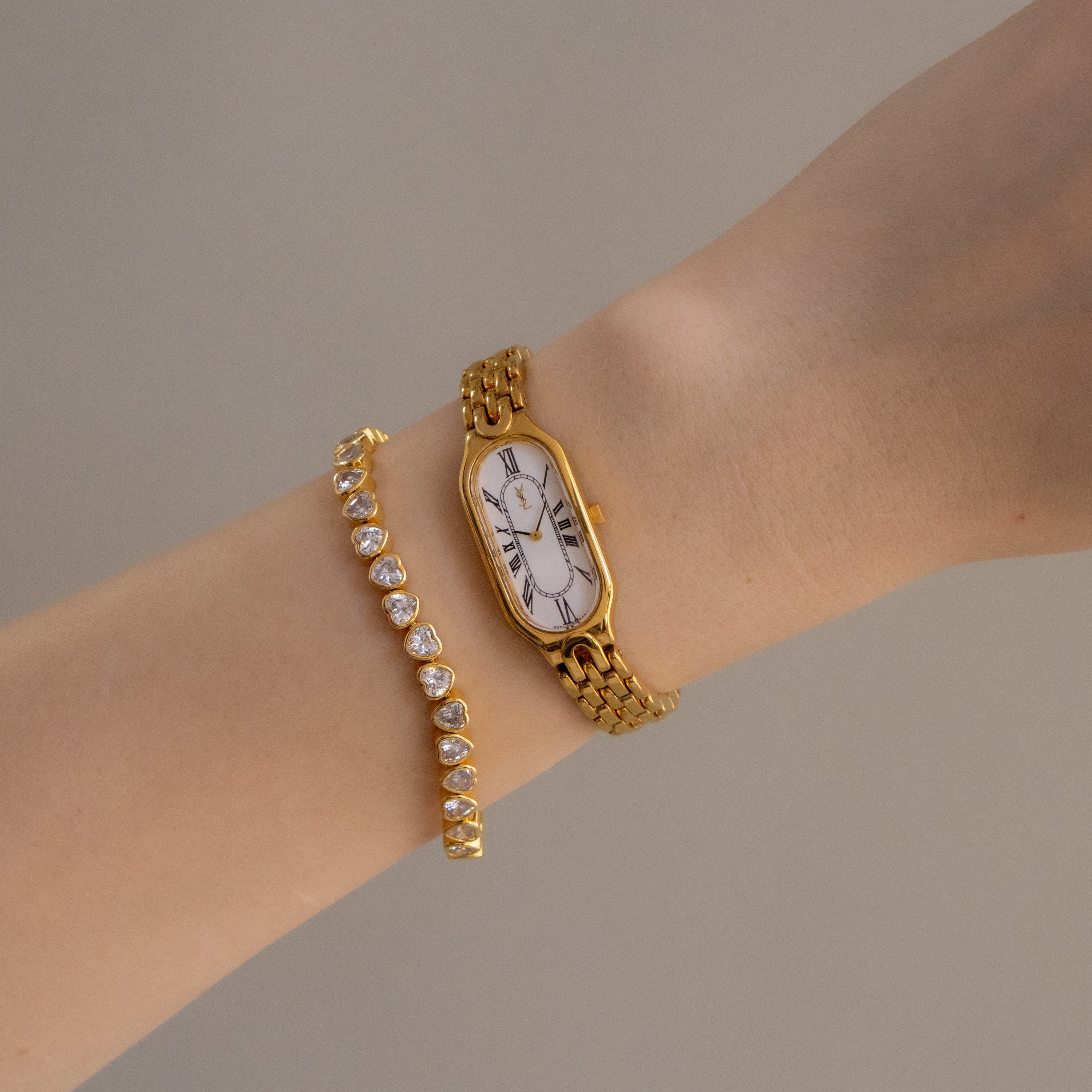 Vintage YSL Long Oval Gold Watch