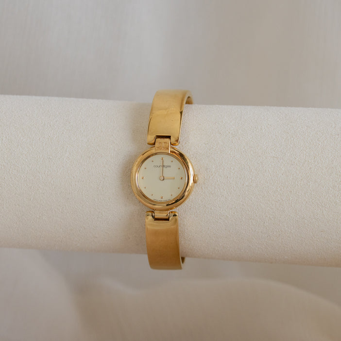 Vintage Courreges Round Cuff Gold Watch