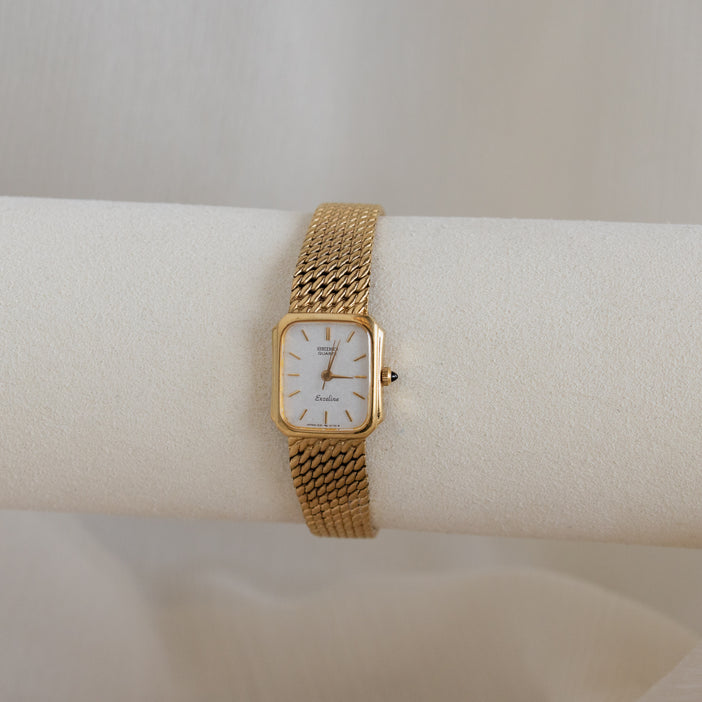 Vintage Seiko Exceline Mesh Gold Watch