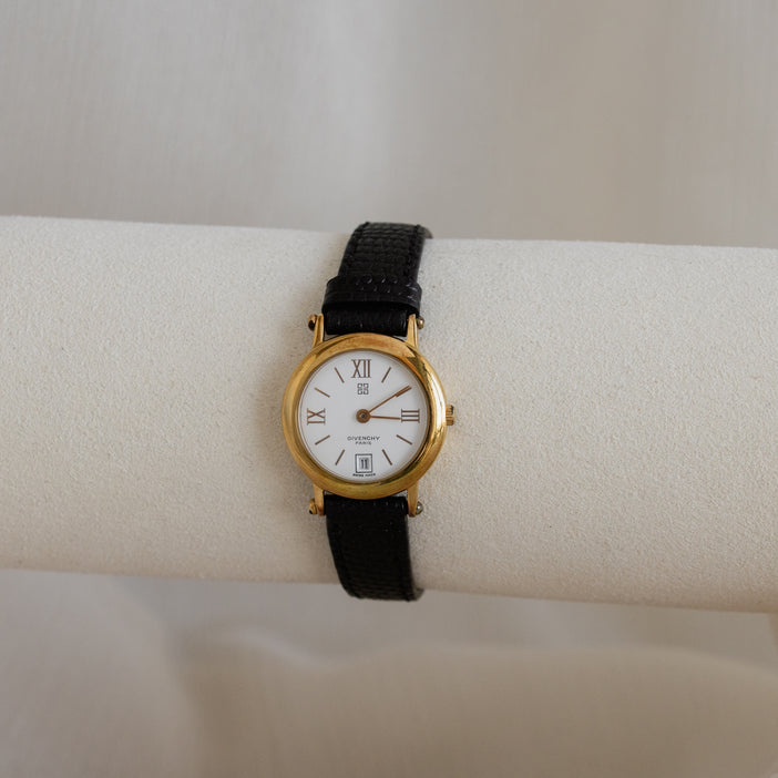 Vintage Givenchy Swiss Black Gold Watch