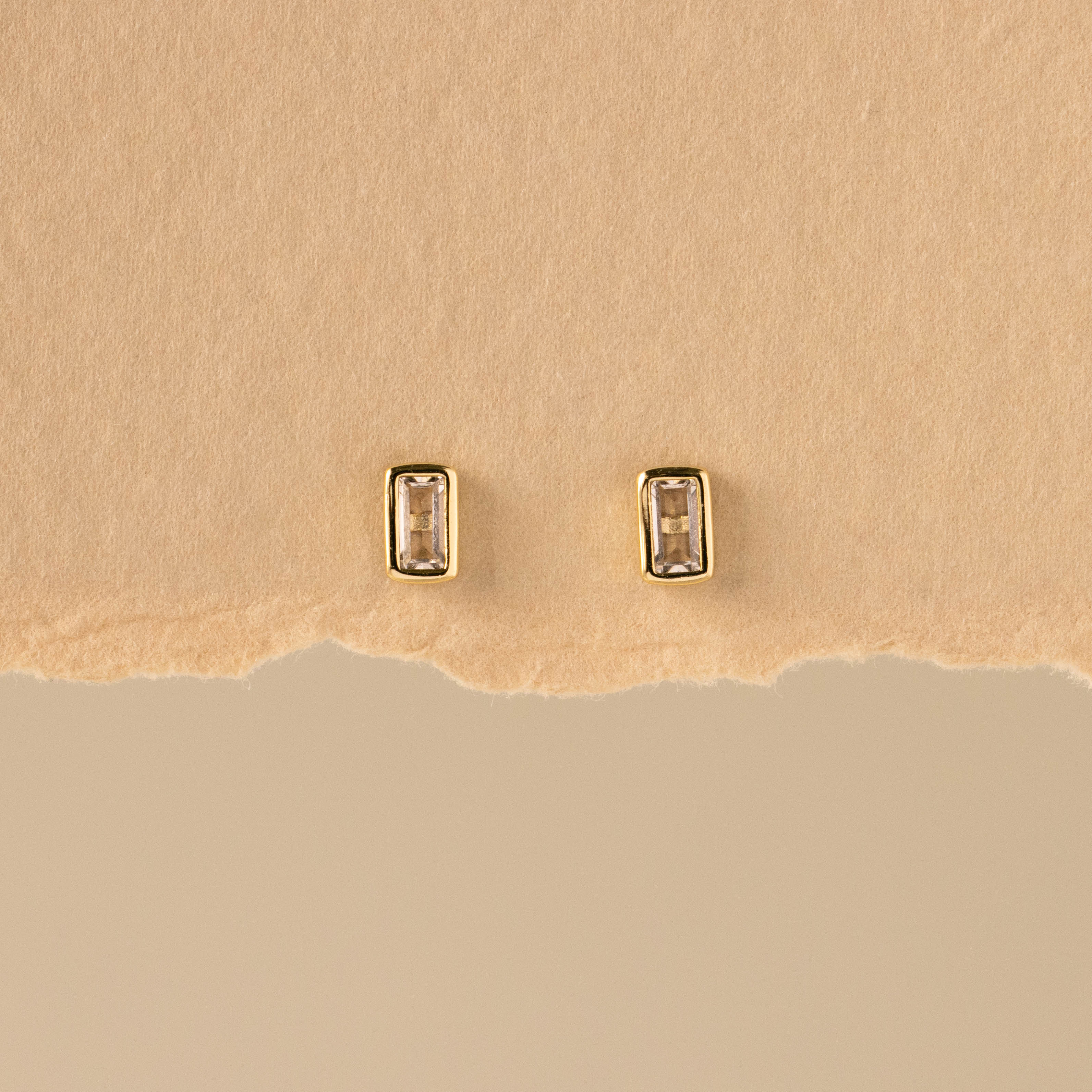 Baguette Diamond Bezel Studs